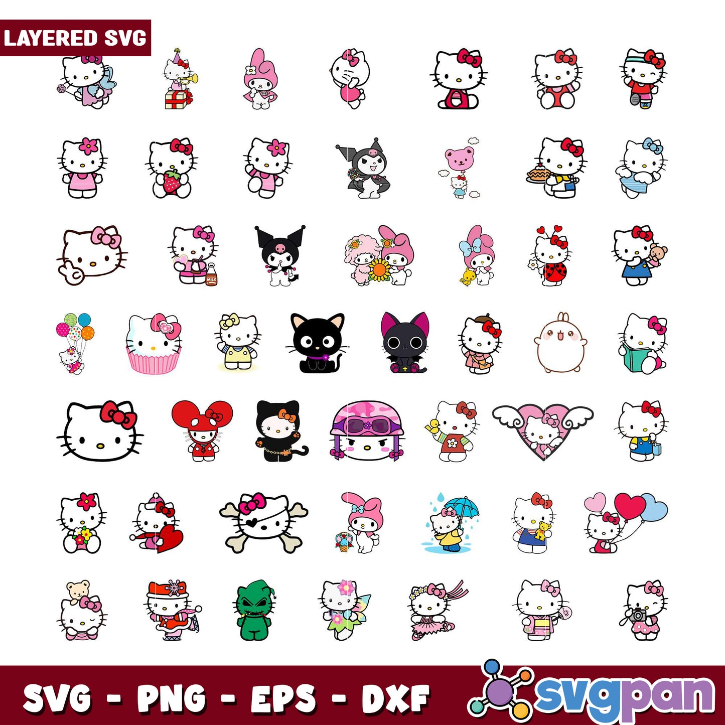 Hello Kitty SVG Bundle Cute Characters Collection