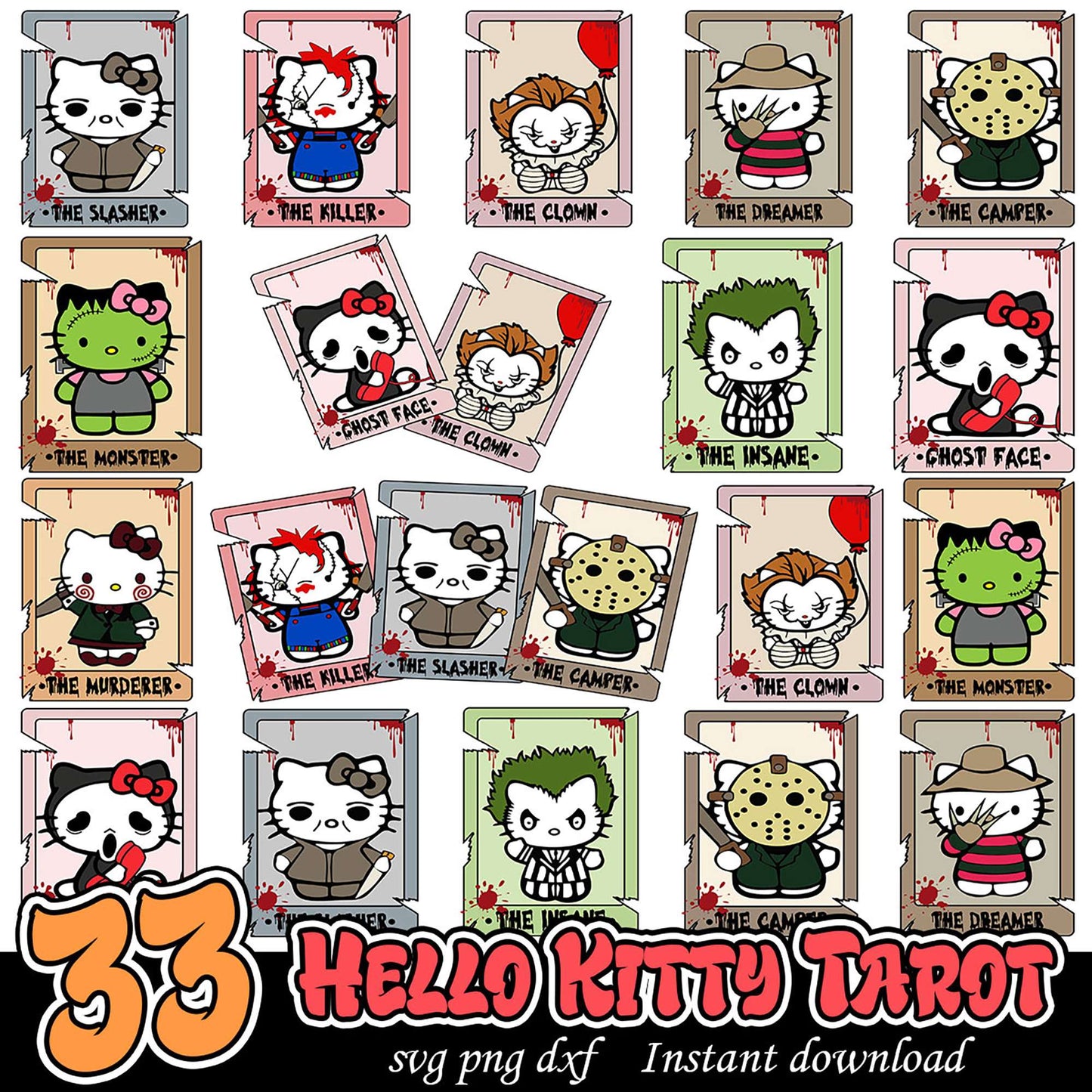 Hello Kitty Tarot SVG Bundle Instant Download