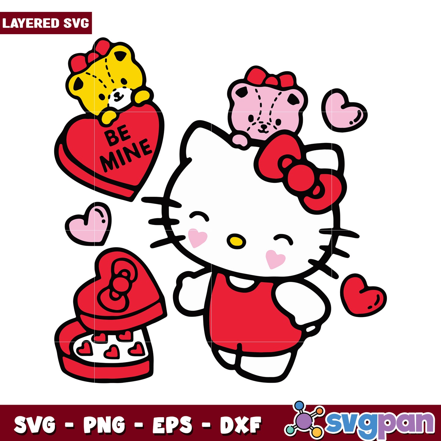 Hello Kitty Valentine SVG design, perfect for crafts and gifts