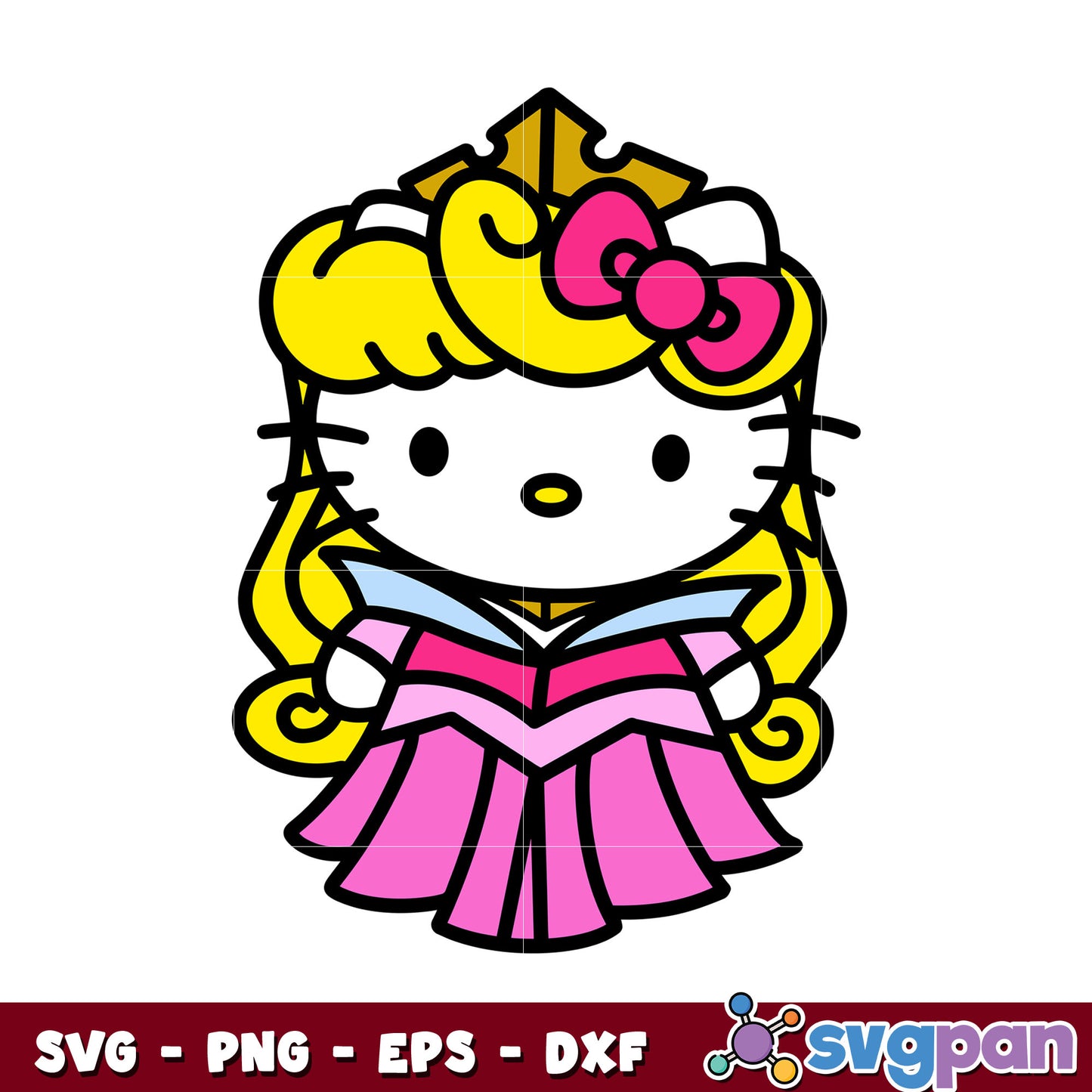 Hello kitty auroura princess svg, hello kitty svg, aurora princess svg