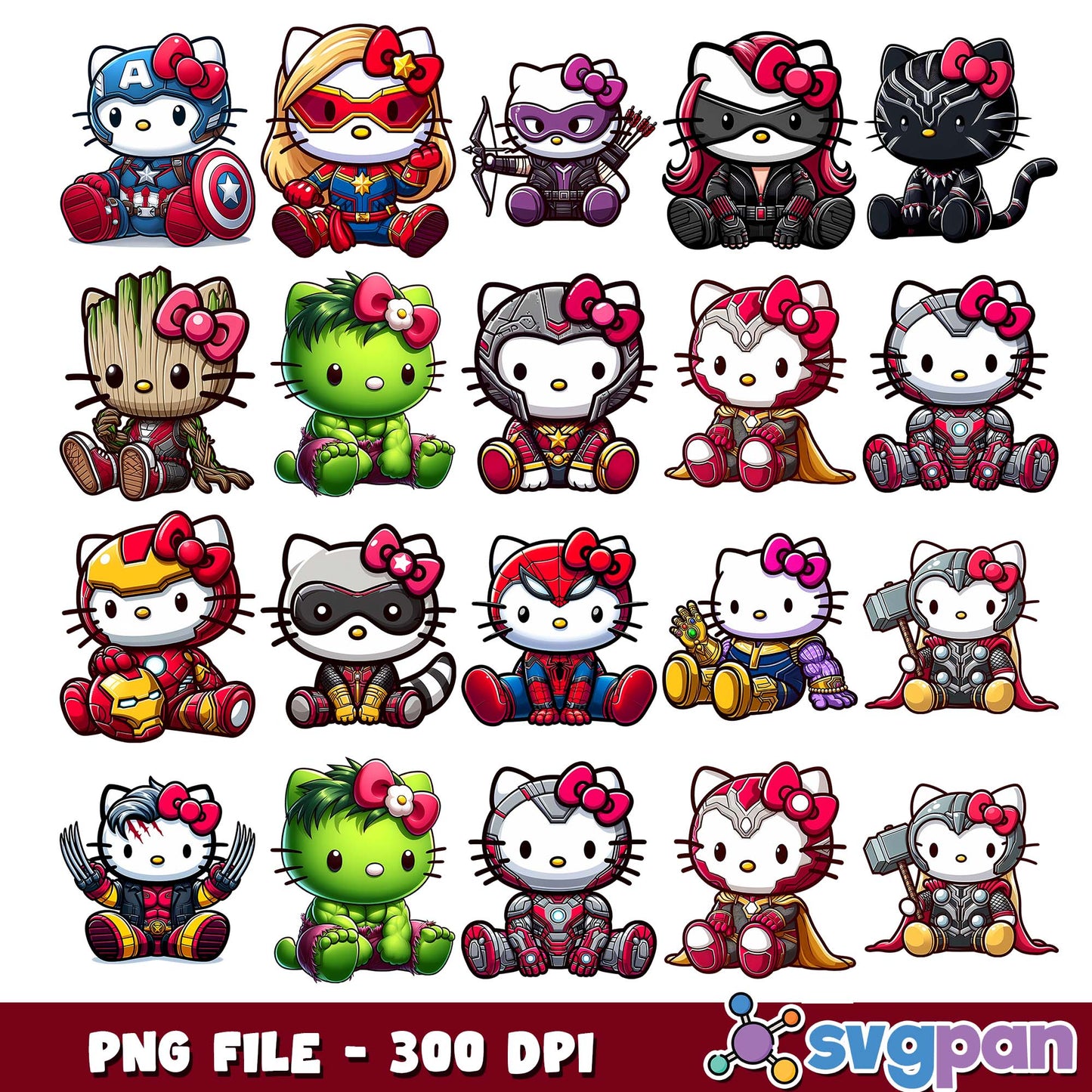 Hello kitty heroes costume png bundle