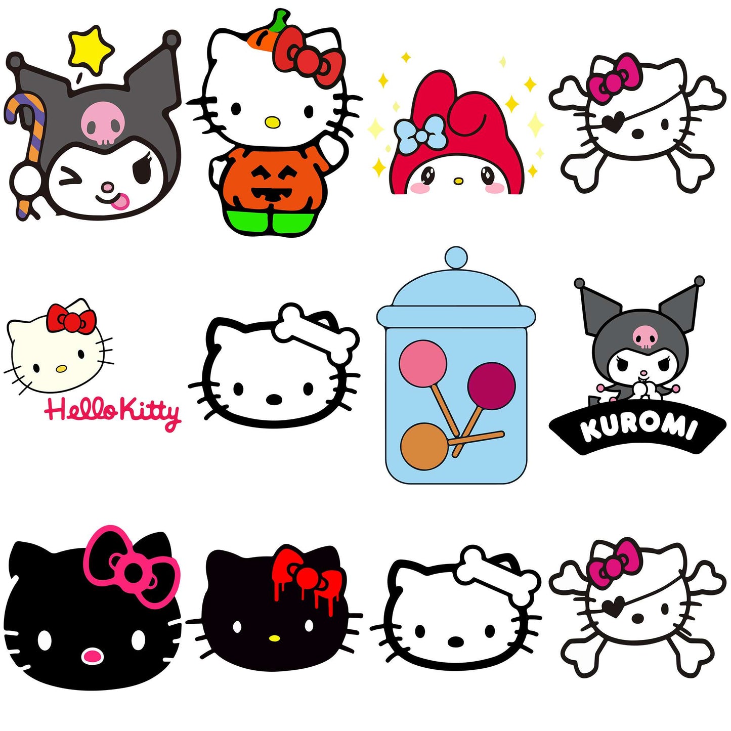 Hello kitty kuromi svg bundle, hello kitty svg, hello kitty characters svg