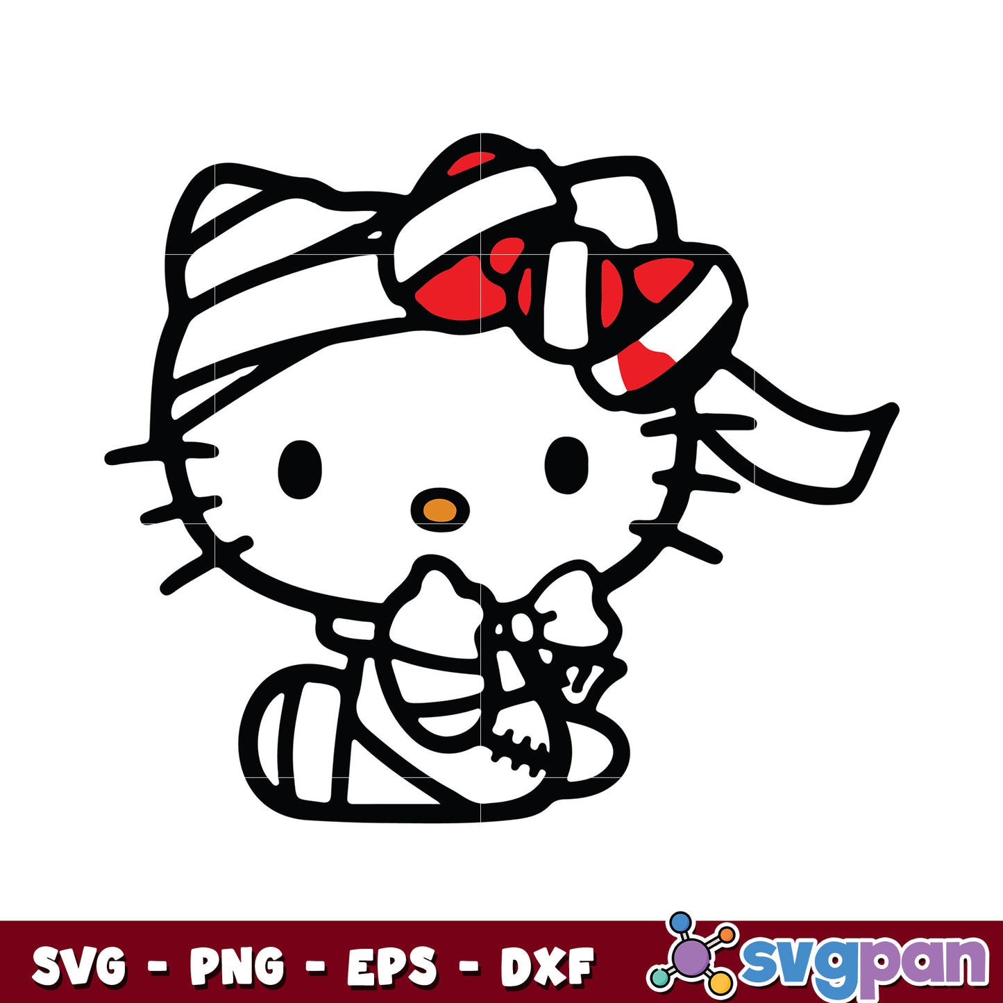 Hello kitty mummy design svg, halloween hello kitty svg