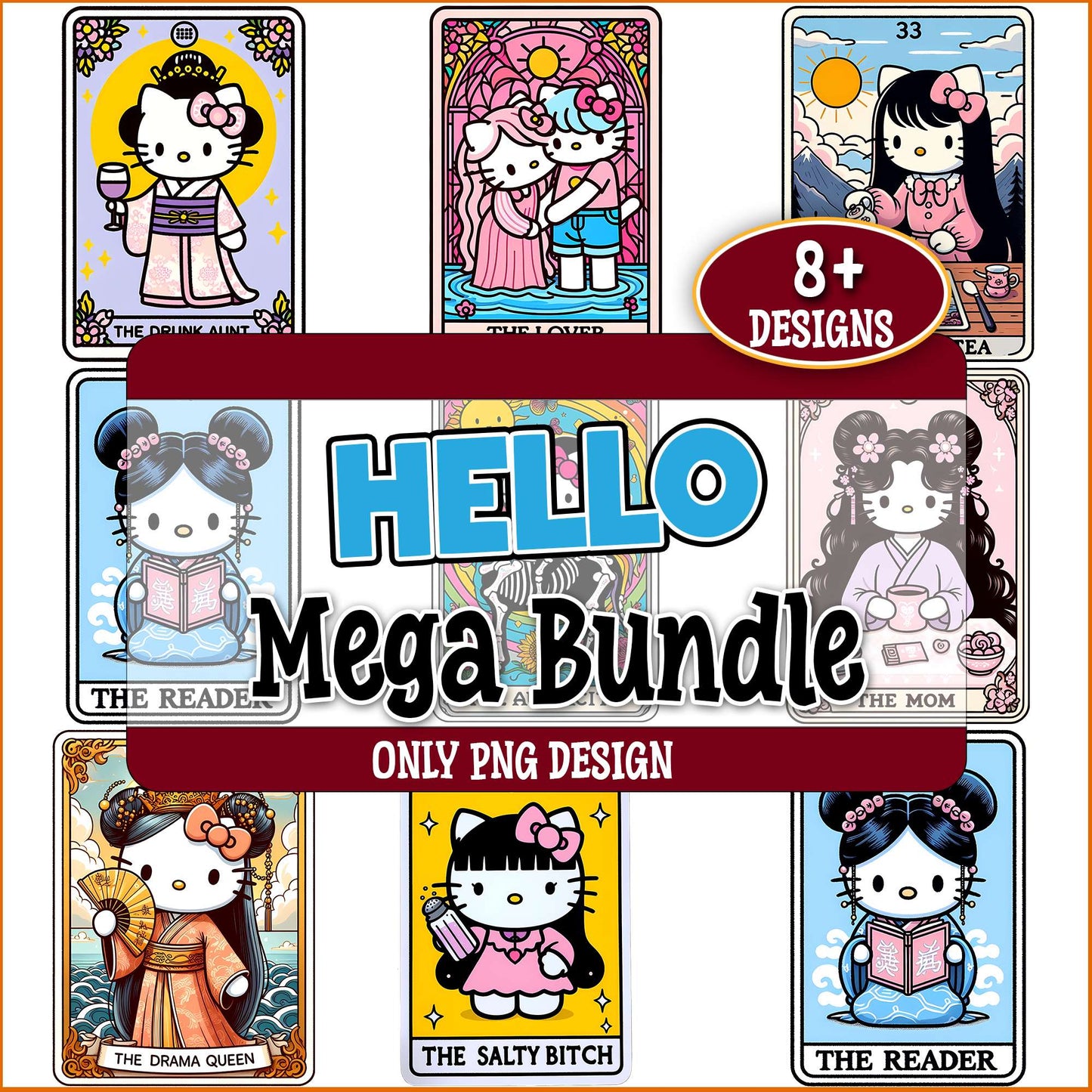 Hello kitty tarot png bundle
