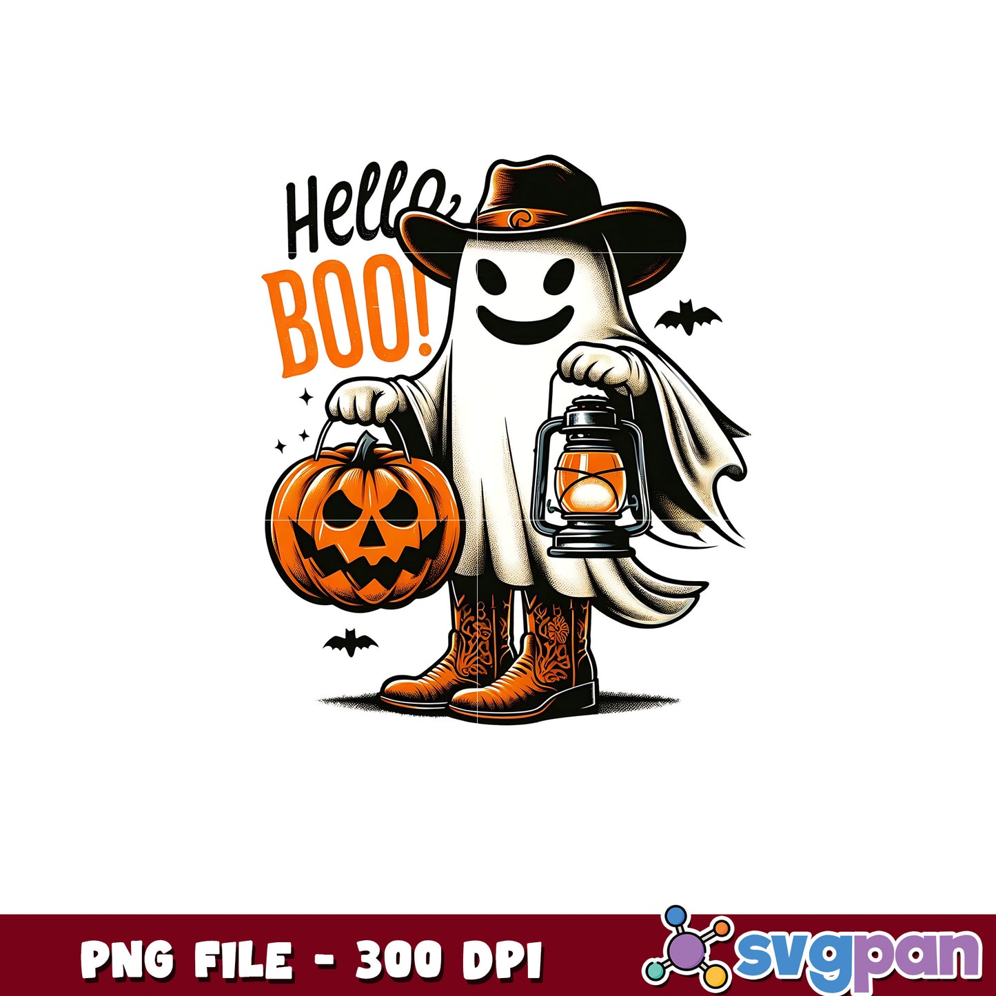 Hellow boo png, halloween ghoul png, cute ghost png