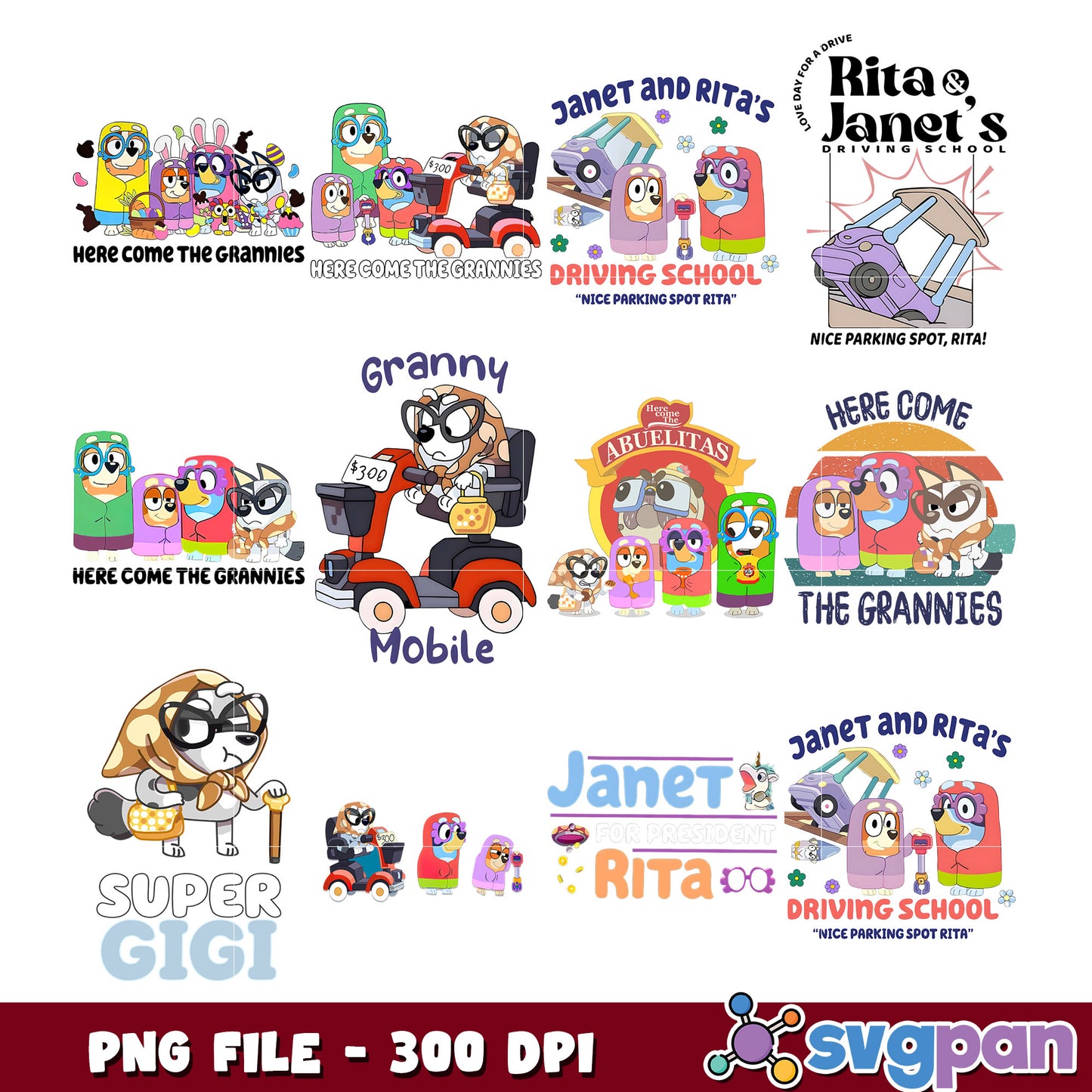 Here Come The Grannies PNG Bundle