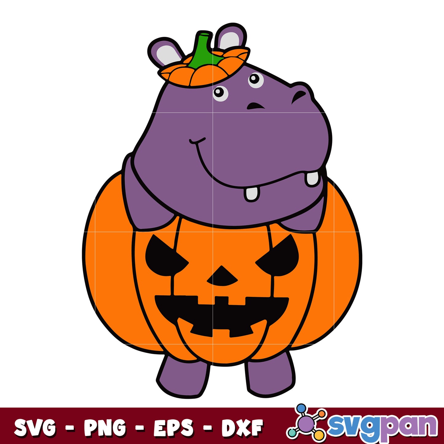 Hippopotamus Pumpkin Body Halloween svg