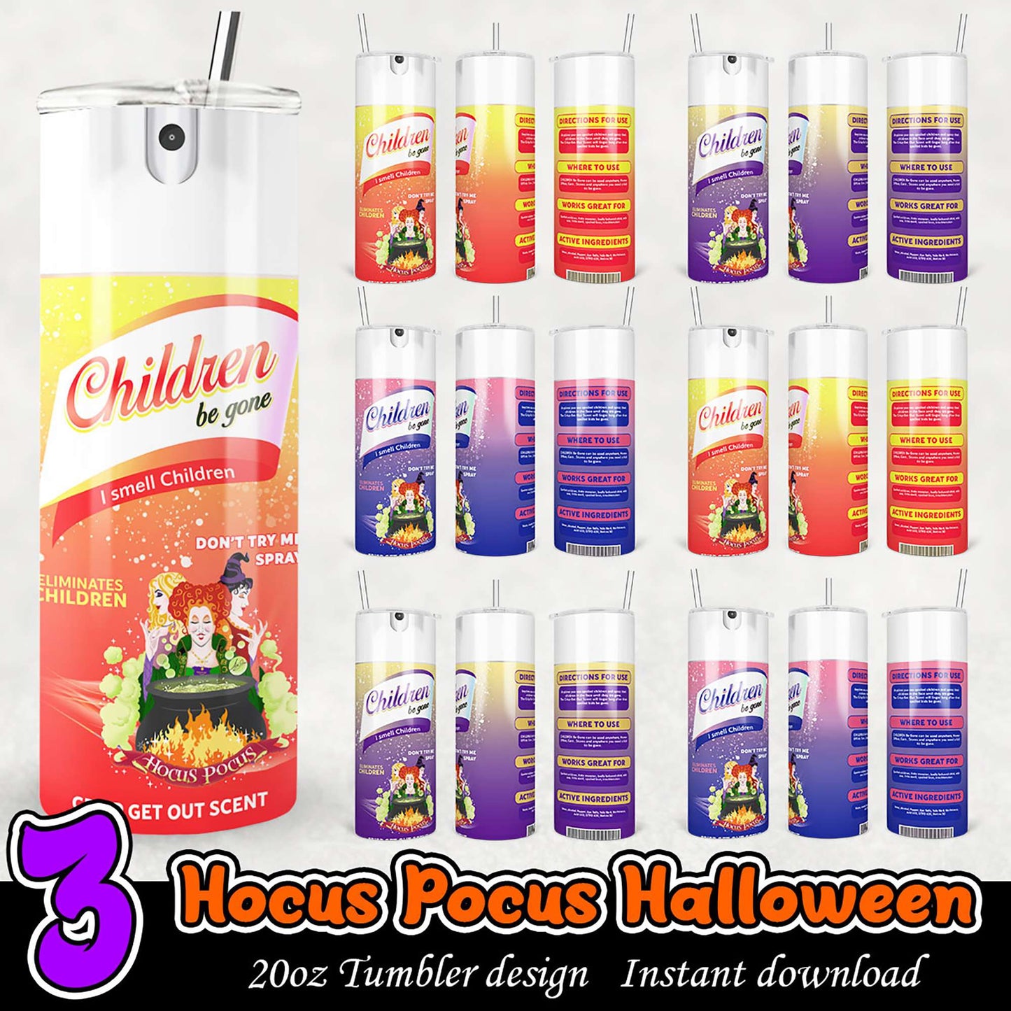 Hocus Pocus Halloween Tumbler PNG Bundle