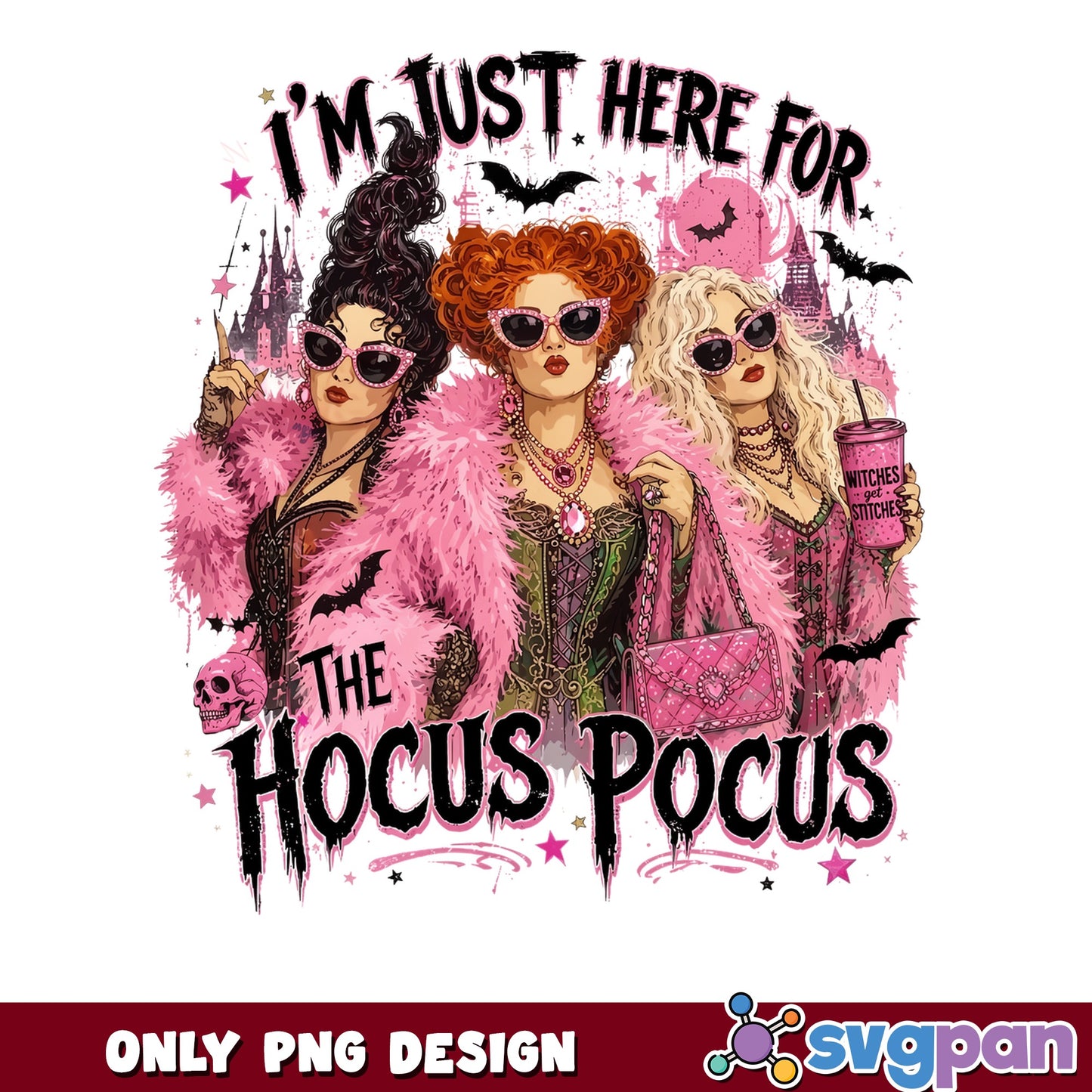 Hocus Pocus Pink Witch Sisters PNG, Halloween PNG, Sanderson Sisters PNG