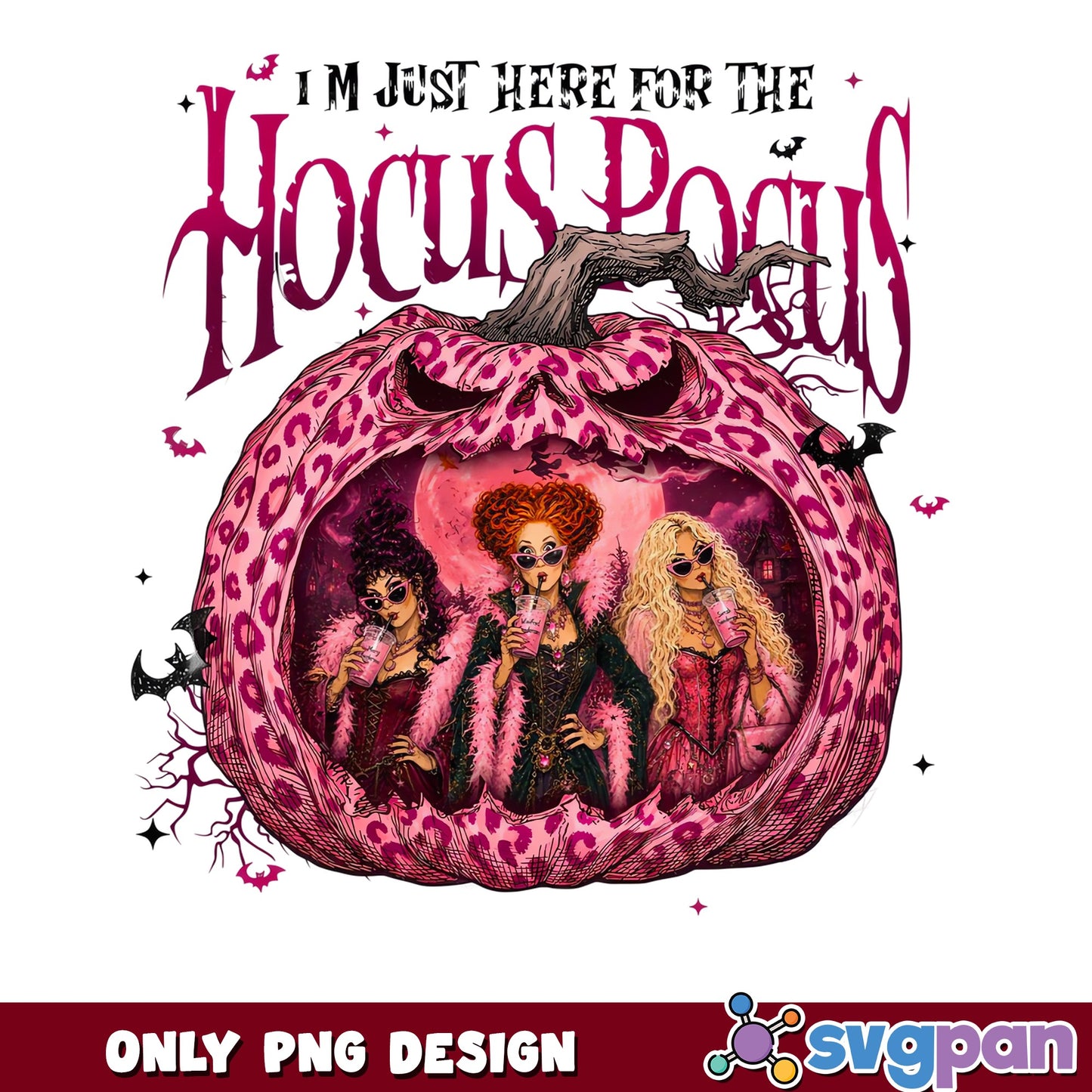 Hocus Pocus Sanderson Sisters Halloween PNG, Pink Pumpkin PNG, Witch PNG