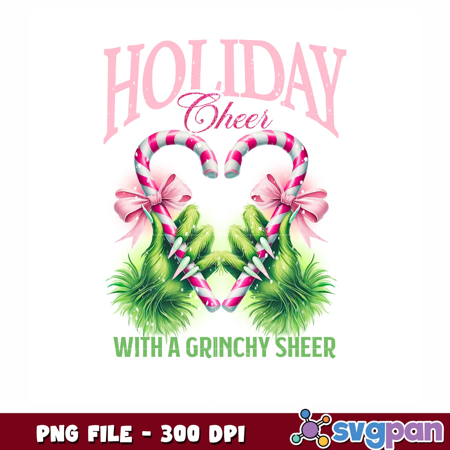 Holiday cheer png, christmas bell png, green grinch png