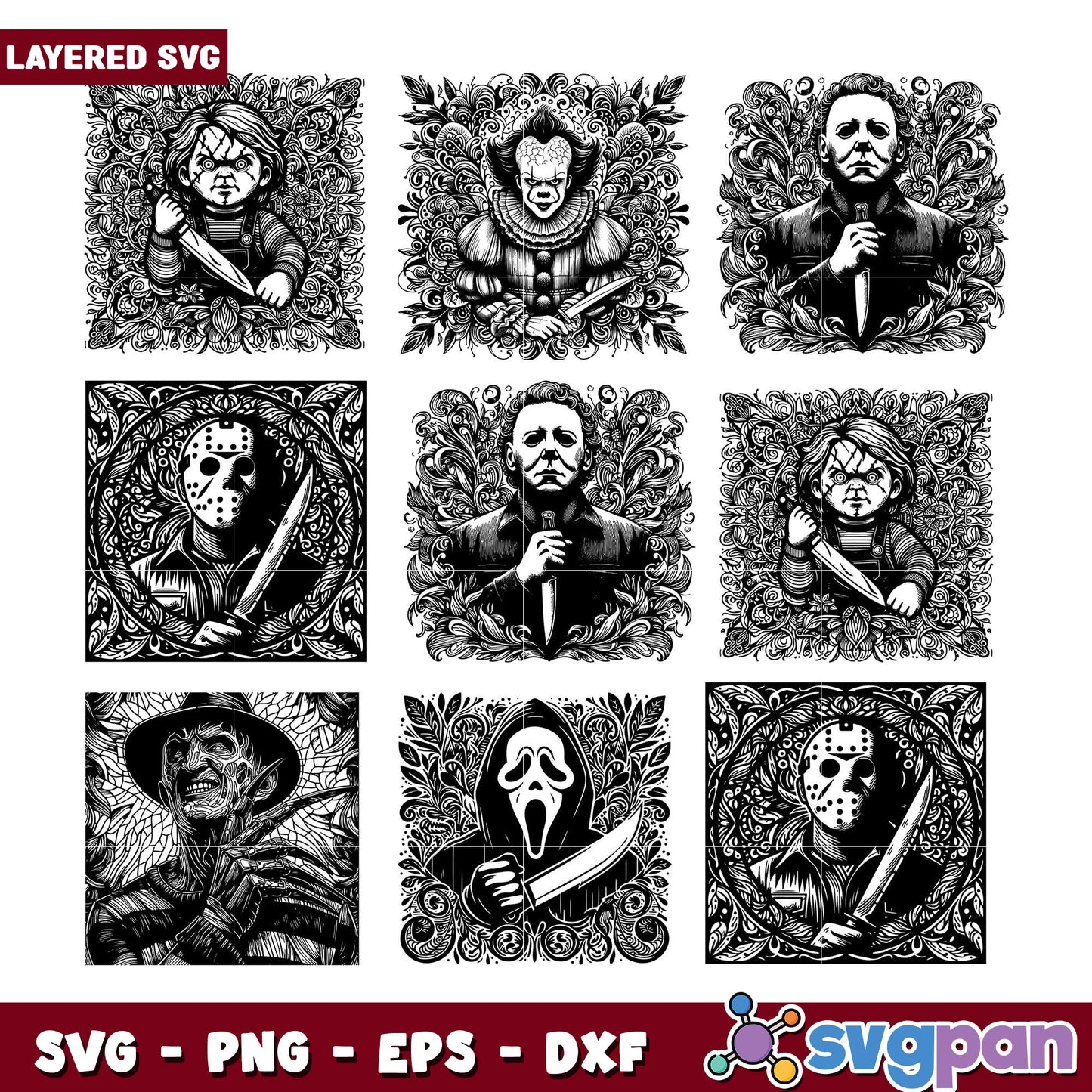 Horror Character SVG Bundle for Craft Projects