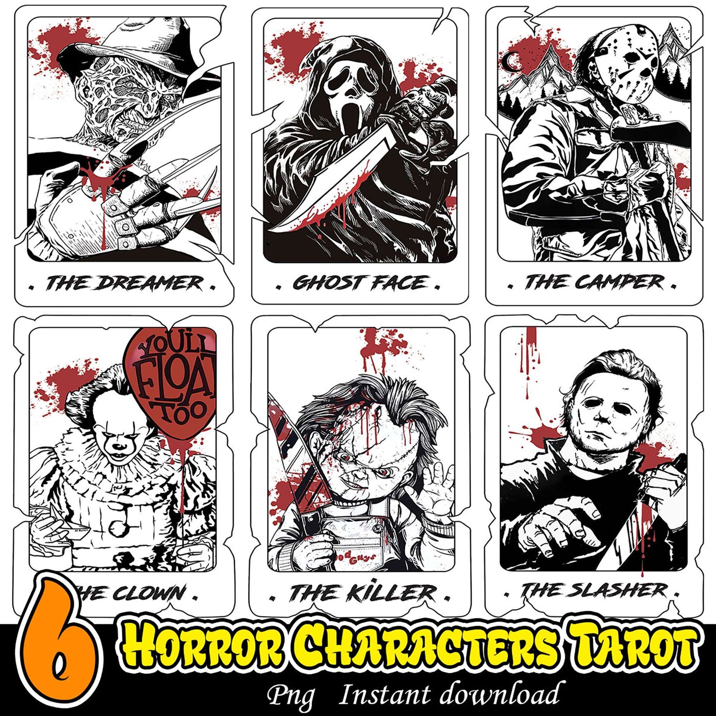 Horror Characters Tarot PNG Bundle