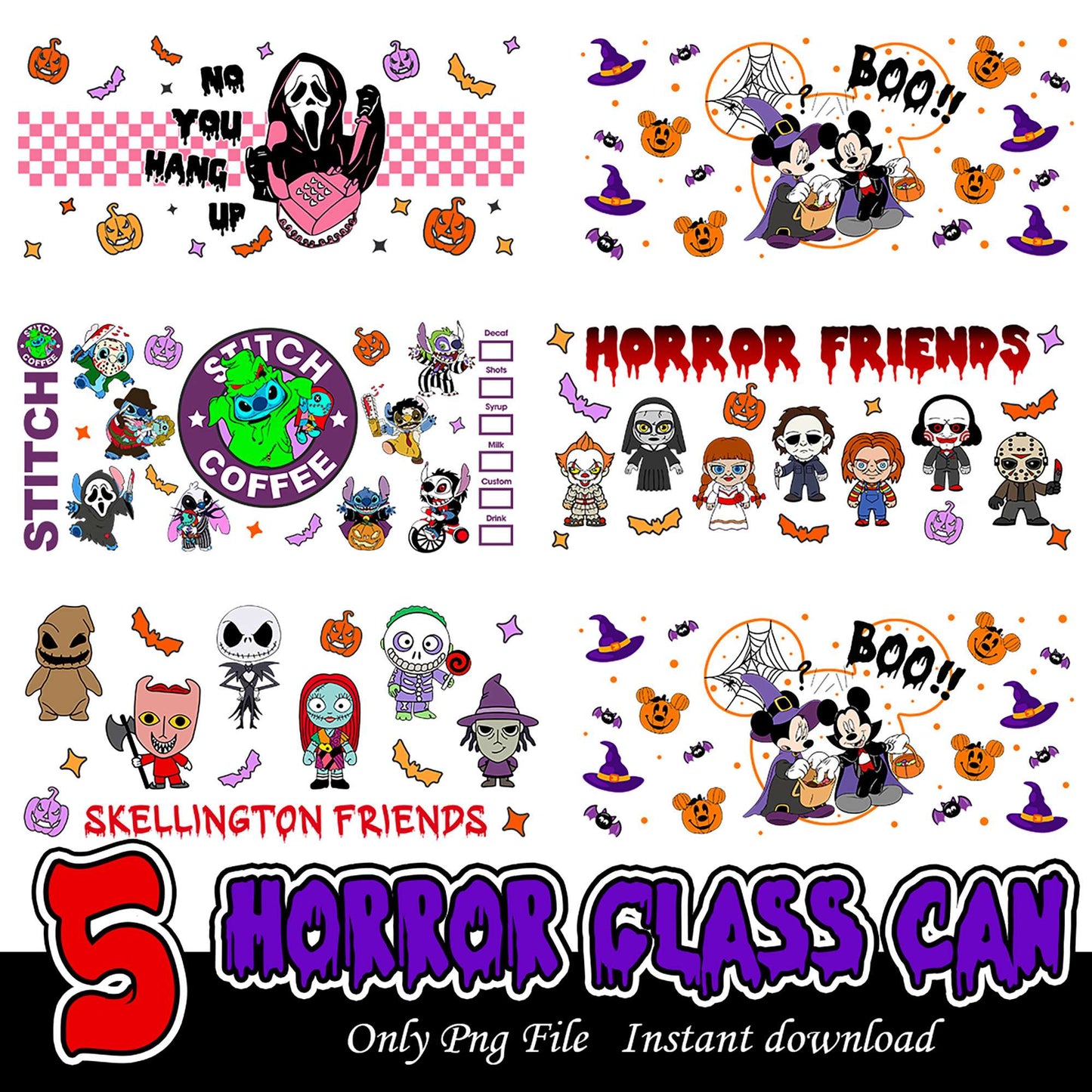 Horror Friends PNG Bundle for Fun Halloween Crafts
