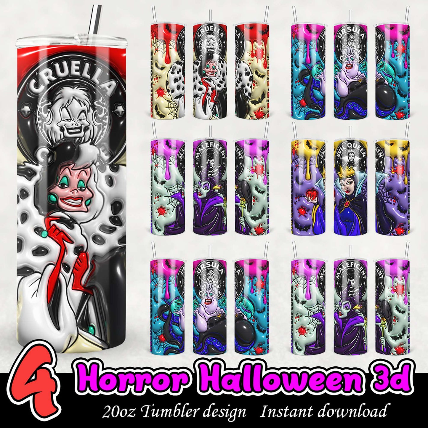 Horror Halloween Tumbler Designs PNG