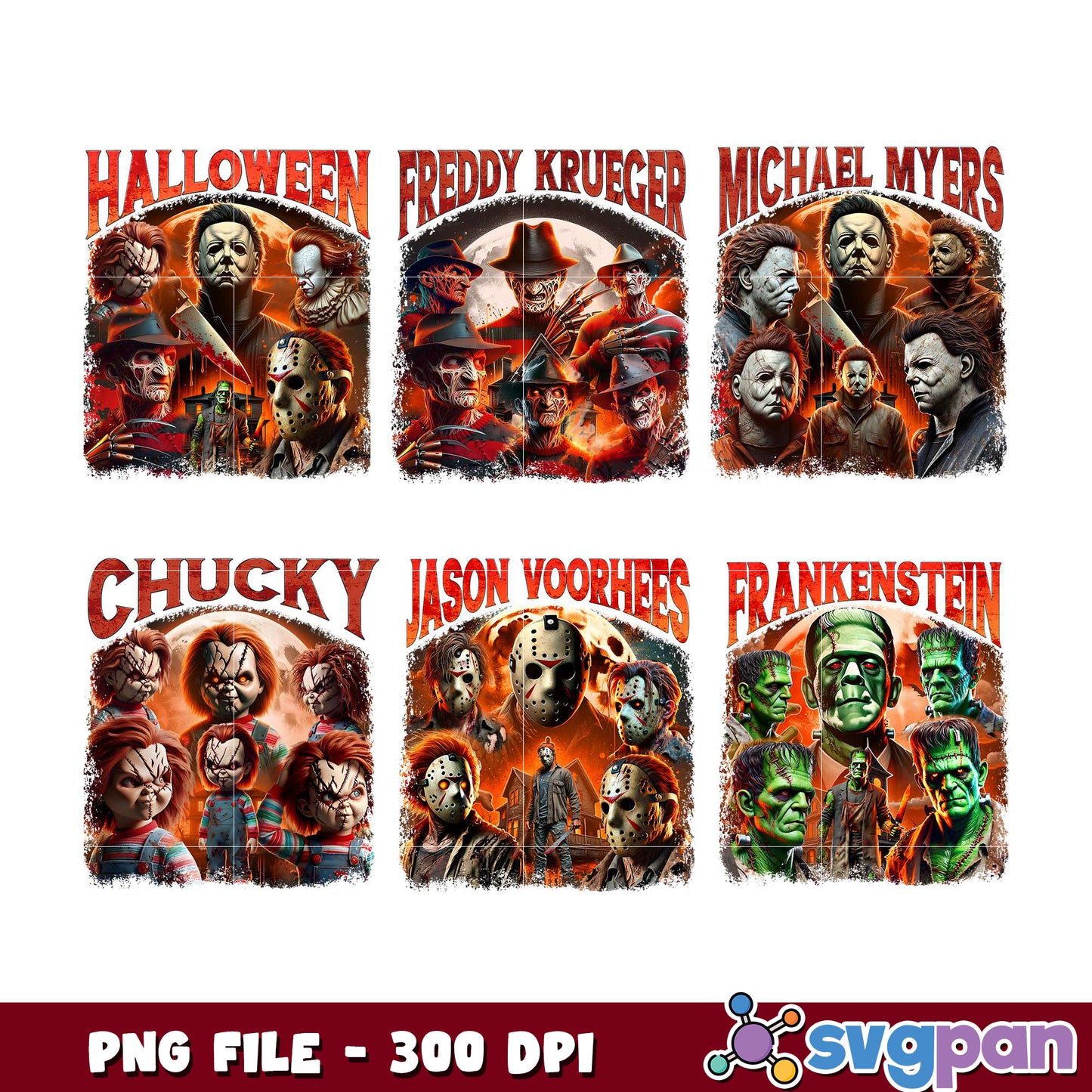 Horror Icons Halloween PNG Bundle 300 DPI