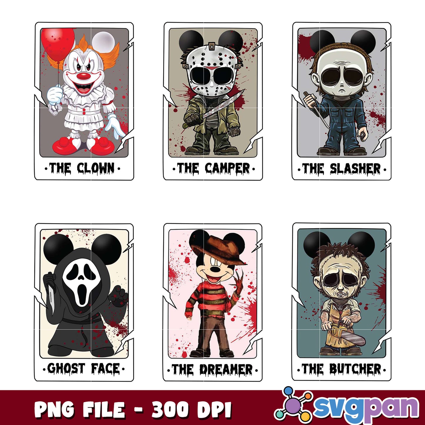 Horror Mickey Mouse PNG Bundle 300 DPI