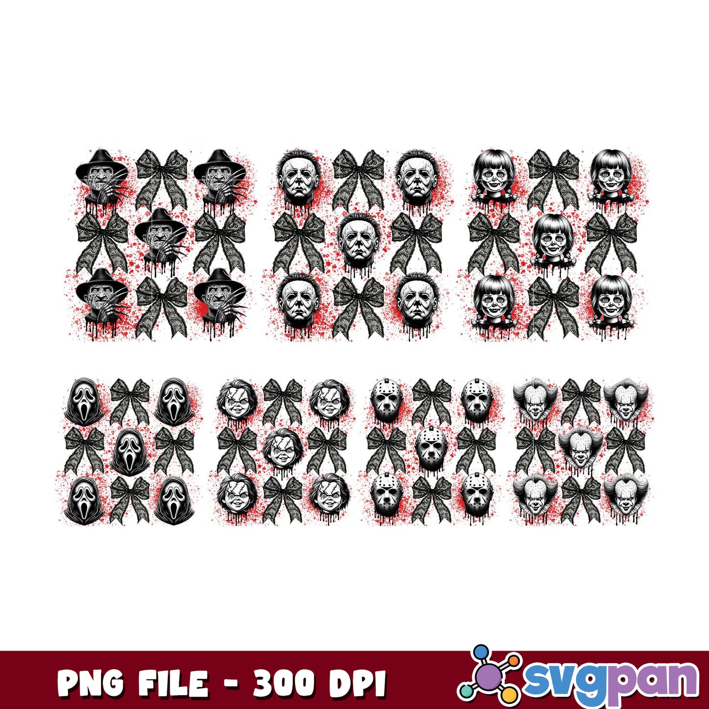 Horror Movie Bow PNG Bundle 300 DPI
