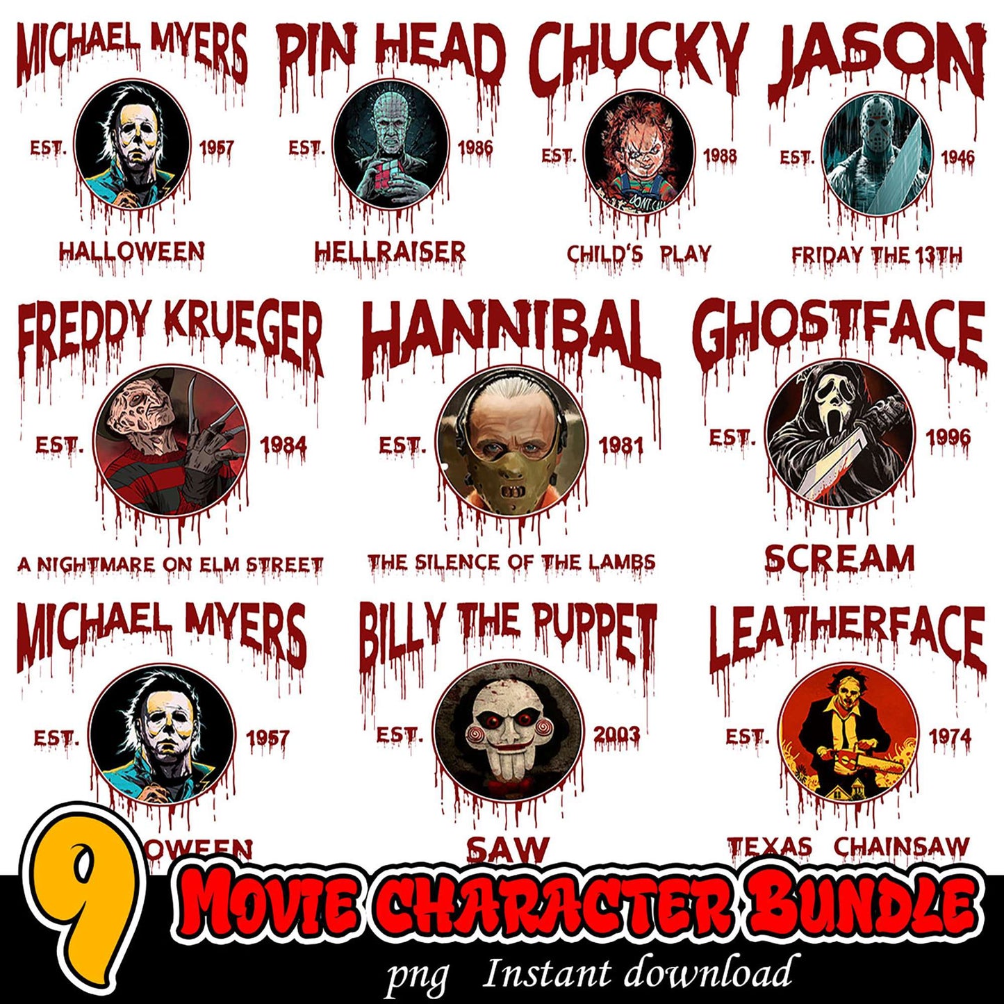 Horror Movie Character PNG Bundle