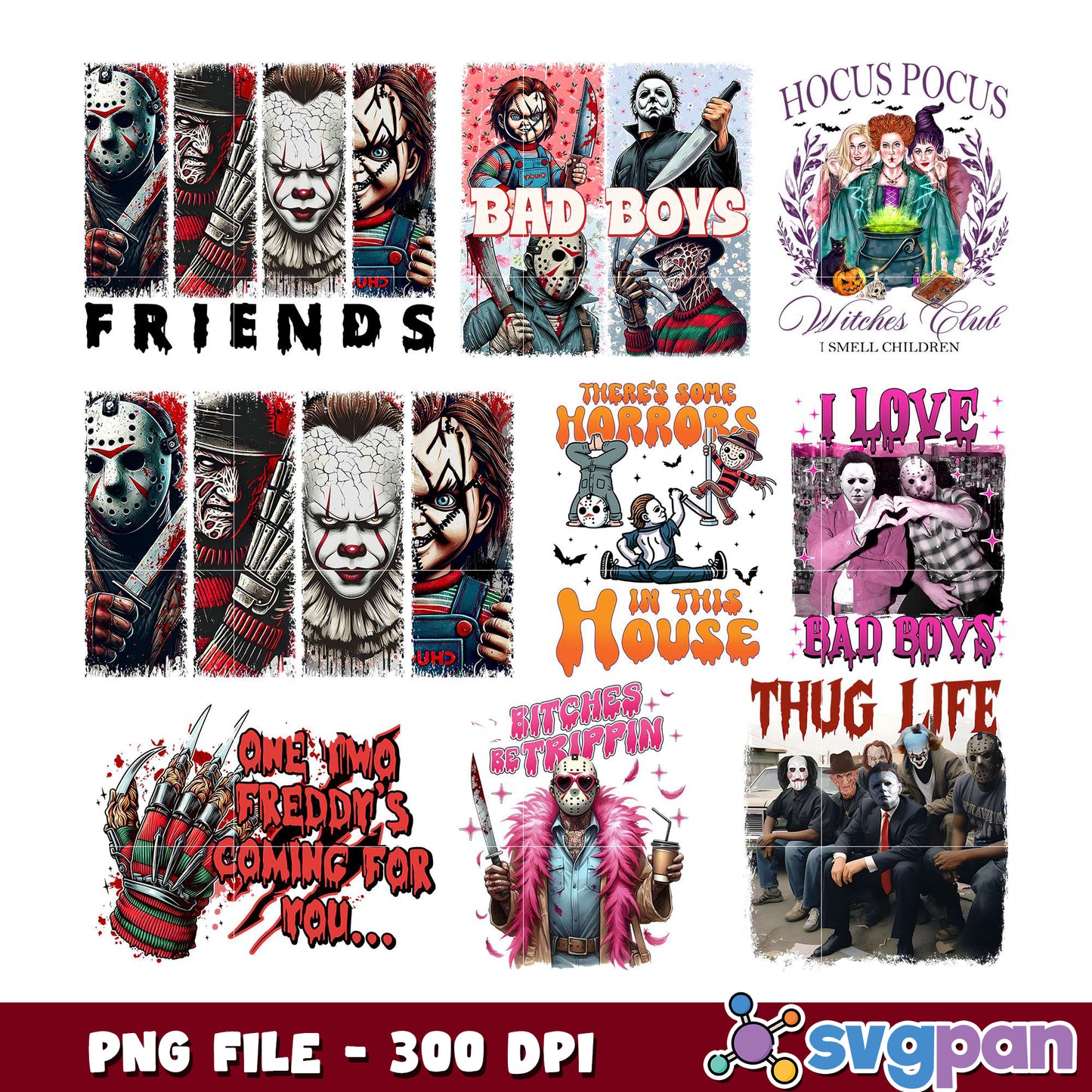 Horror Movie Friends PNG Bundle 300 DPI