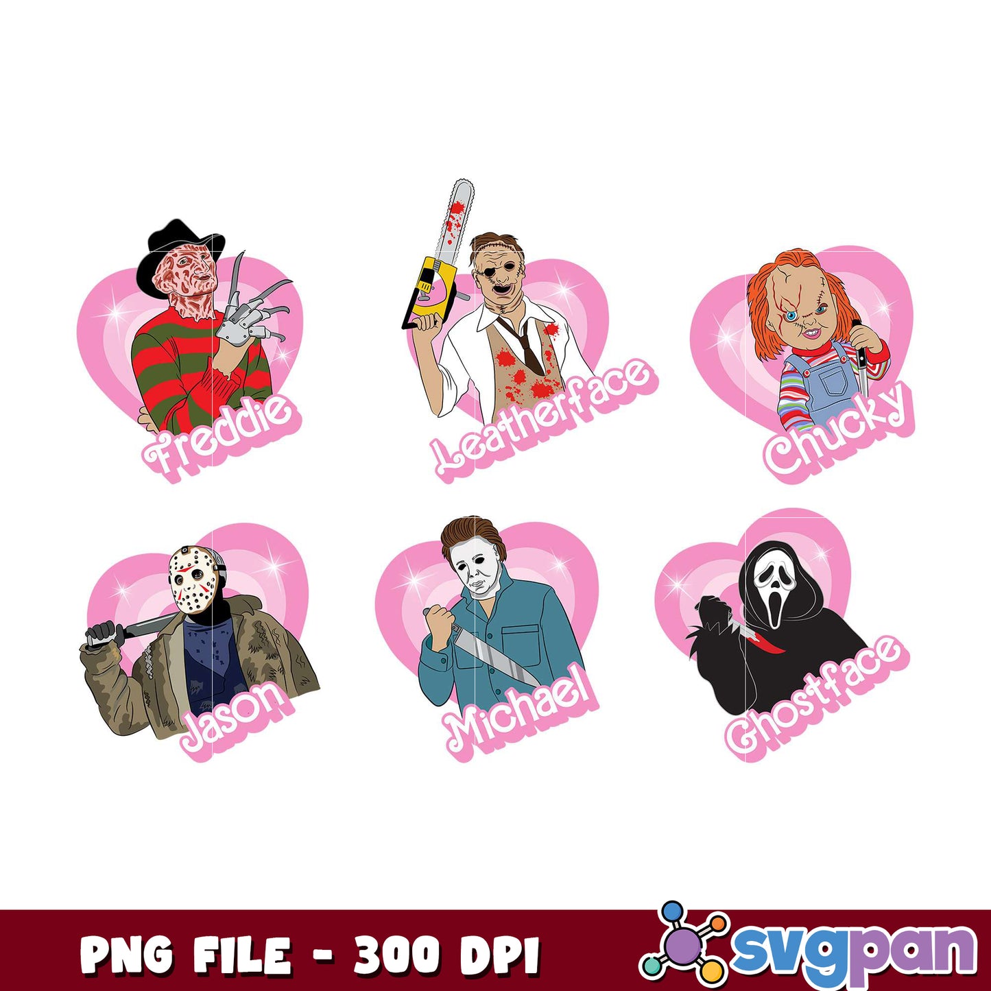 Horror Movie Icons Bundle PNG Cute Character Art