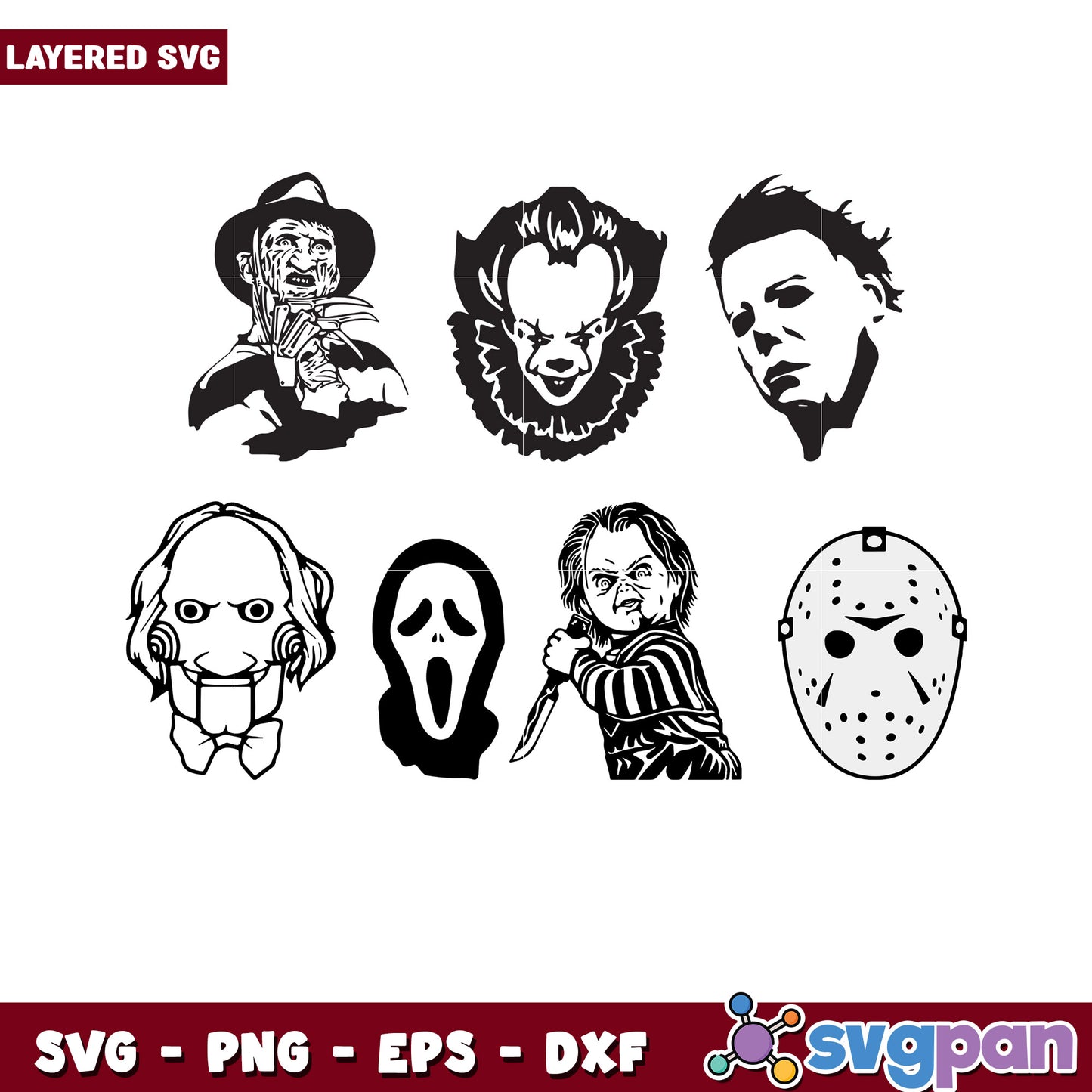 Horror Movie SVG Bundle 6 Layered Designs