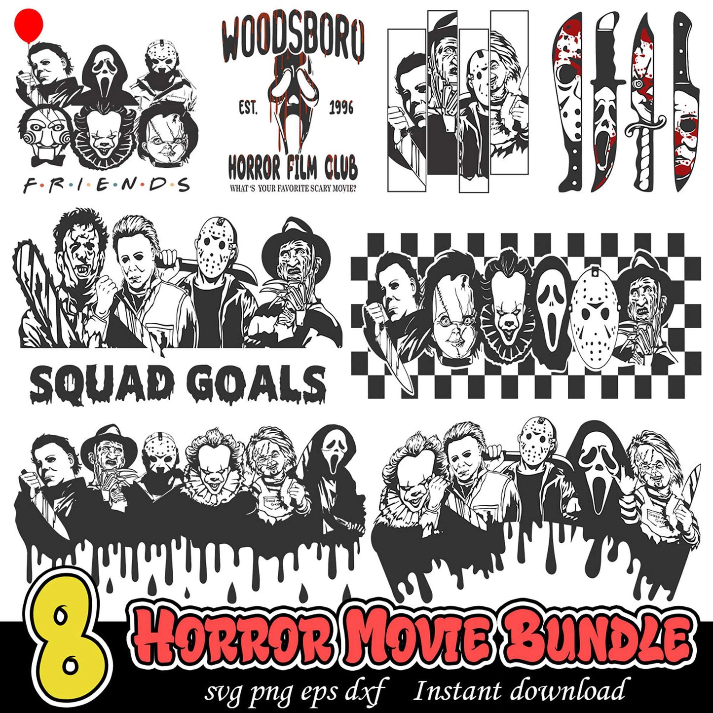 Horror Movie SVG Bundle PNG EPS DXF