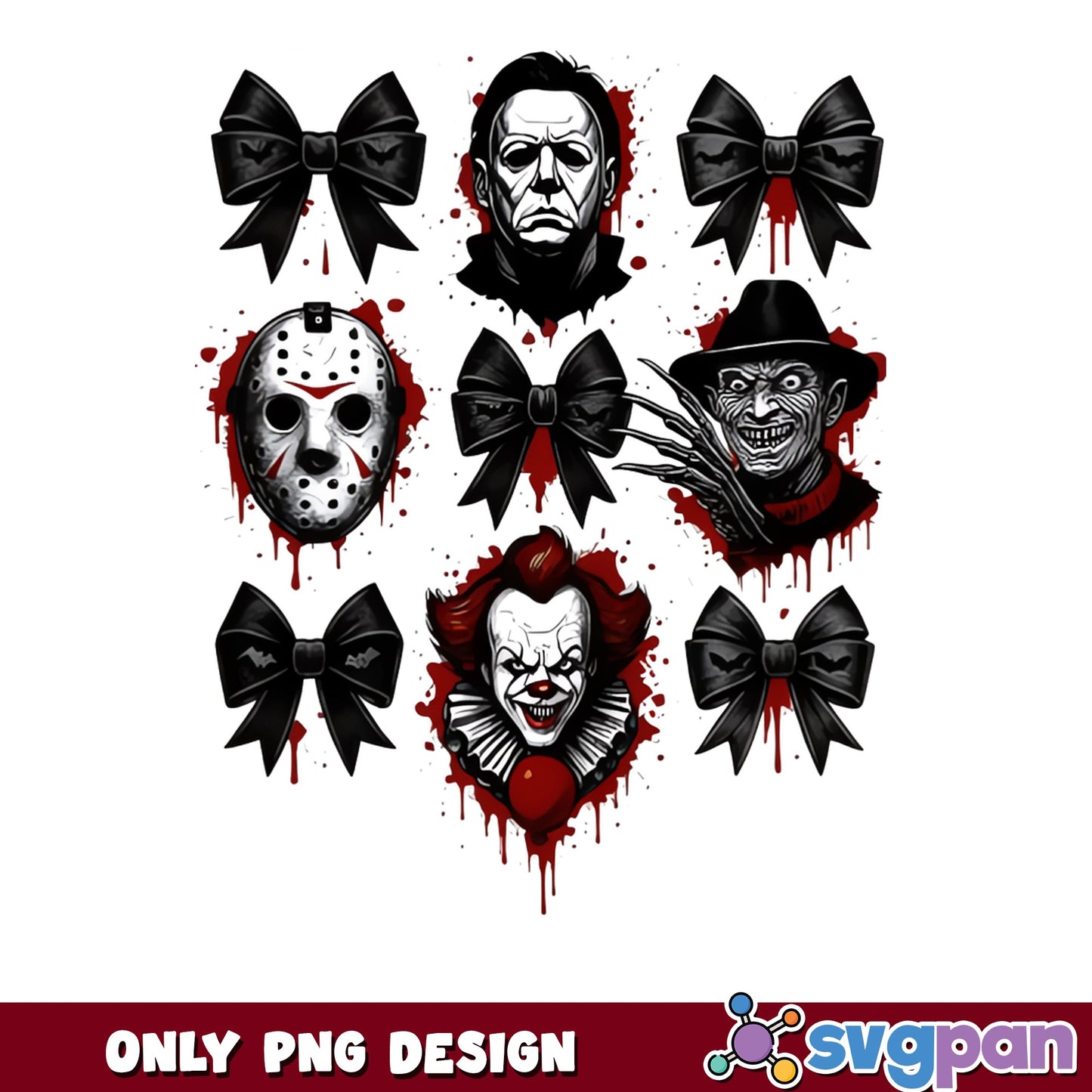 Horror Characters Coquette Bow PNG, Halloween PNG, Killer PNG
