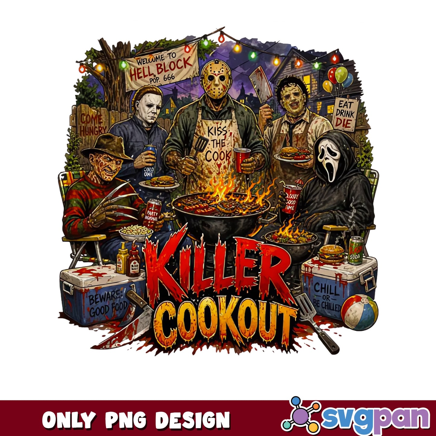 Horror Characters Killer Cookout PNG, Halloween PNG, Horror PNG