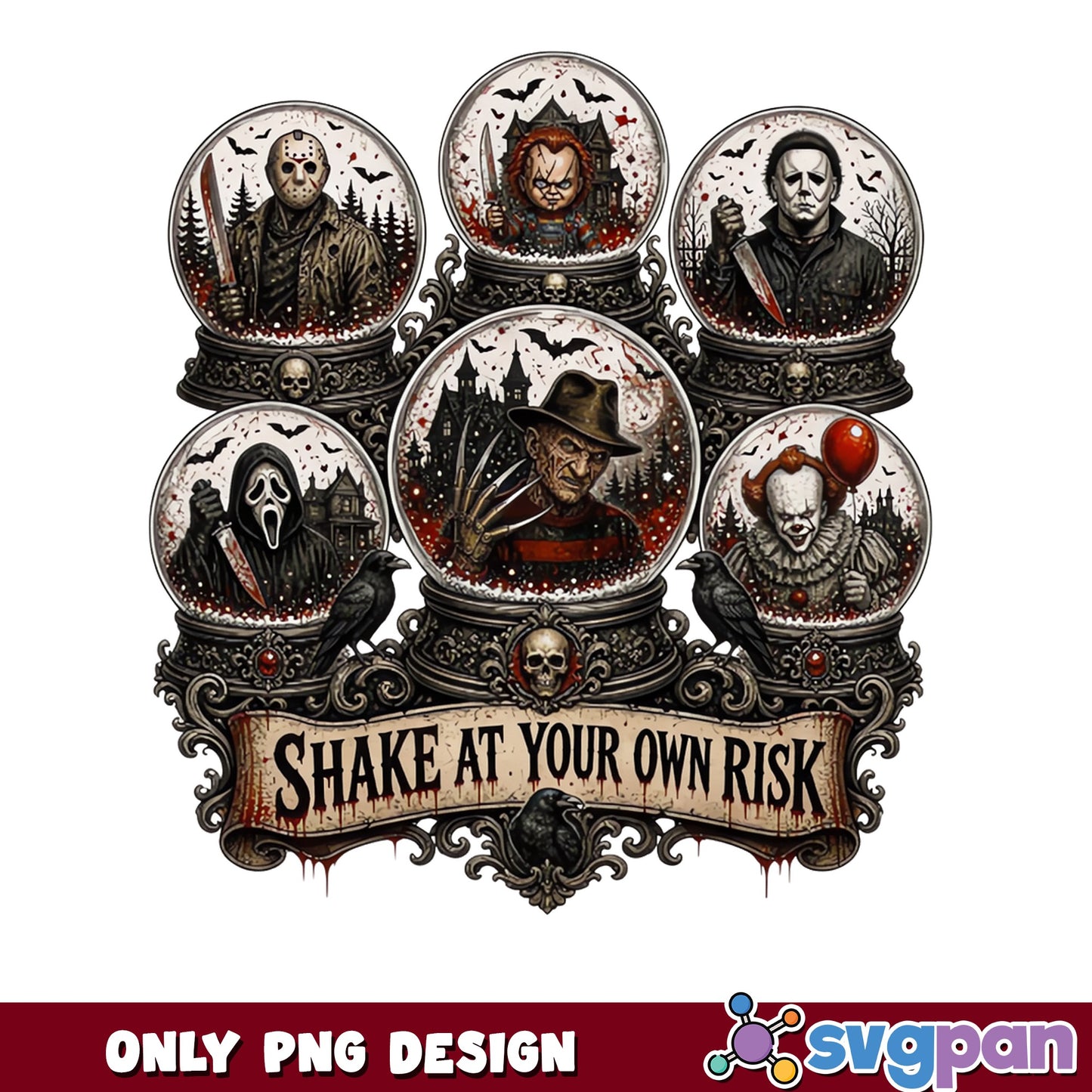 Horror Characters Snow Globe PNG, Halloween PNG, Killer PNG