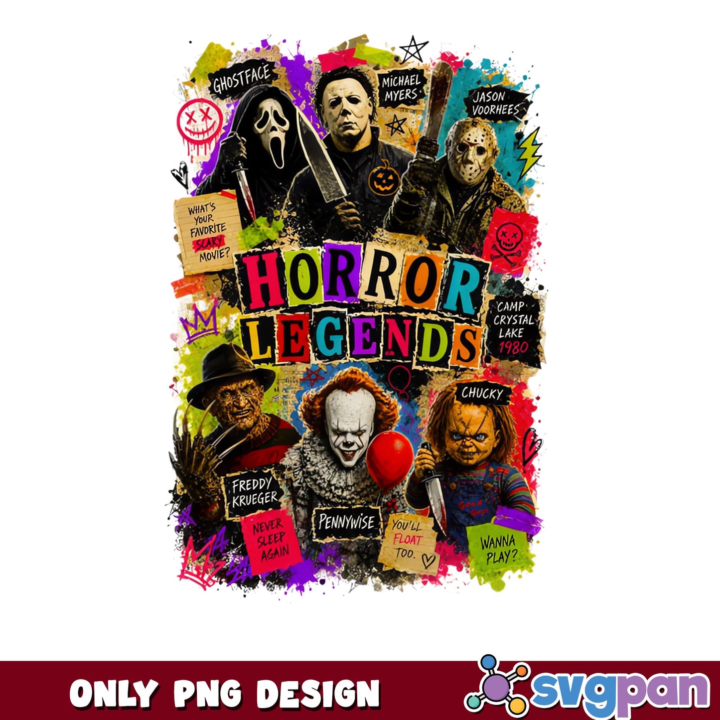 Horror Legends Characters PNG, Halloween Horror Movie PNG, Scary PNG