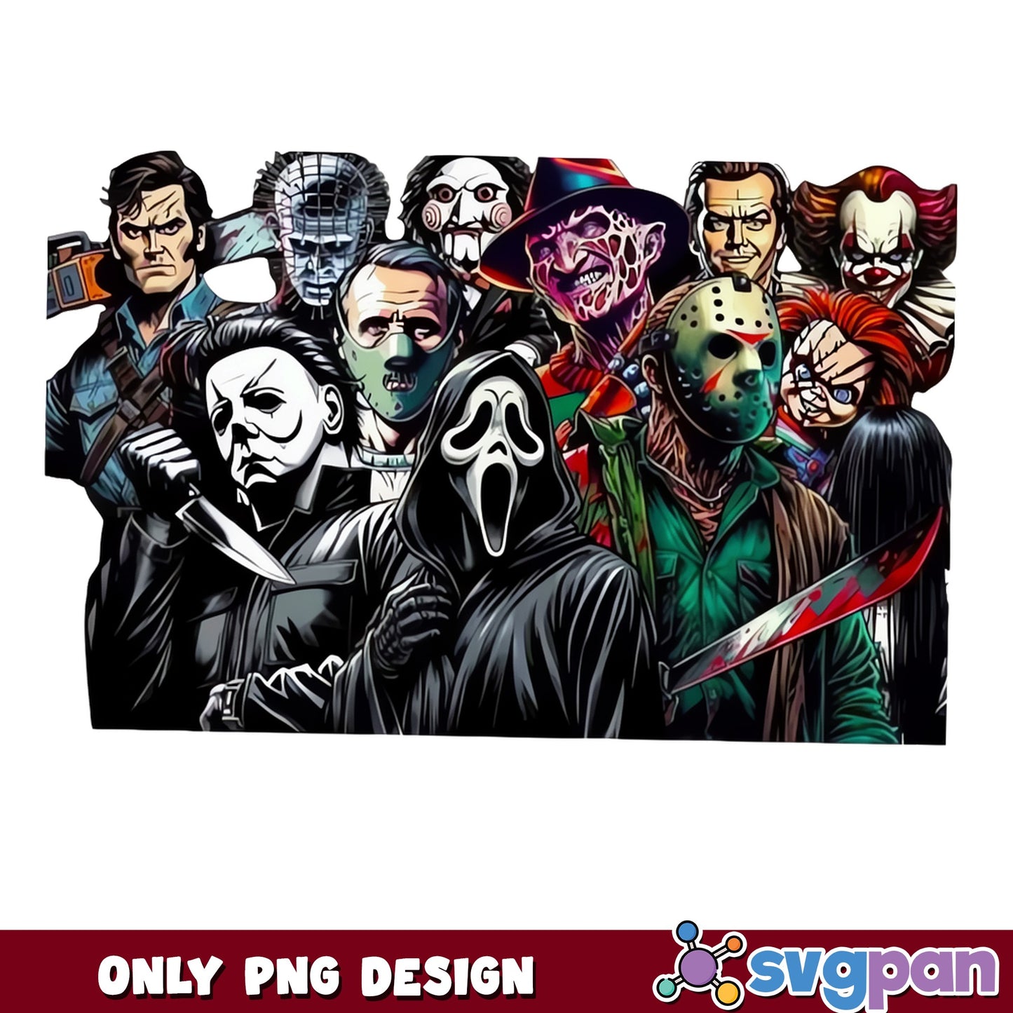 Horror Movie Characters Bundle PNG, Halloween Villains PNG, Scary PNG