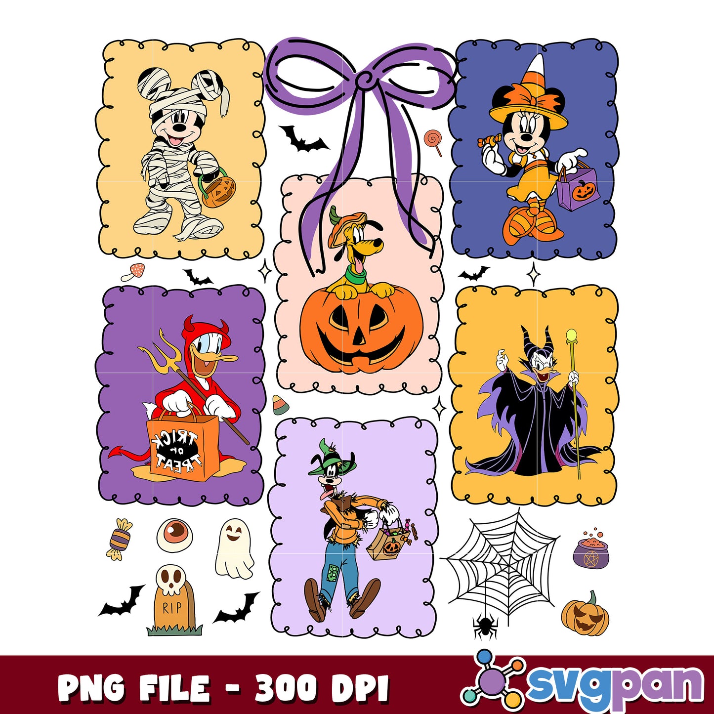 Horror costumes design png, halloween cartoons png, halloween decor png