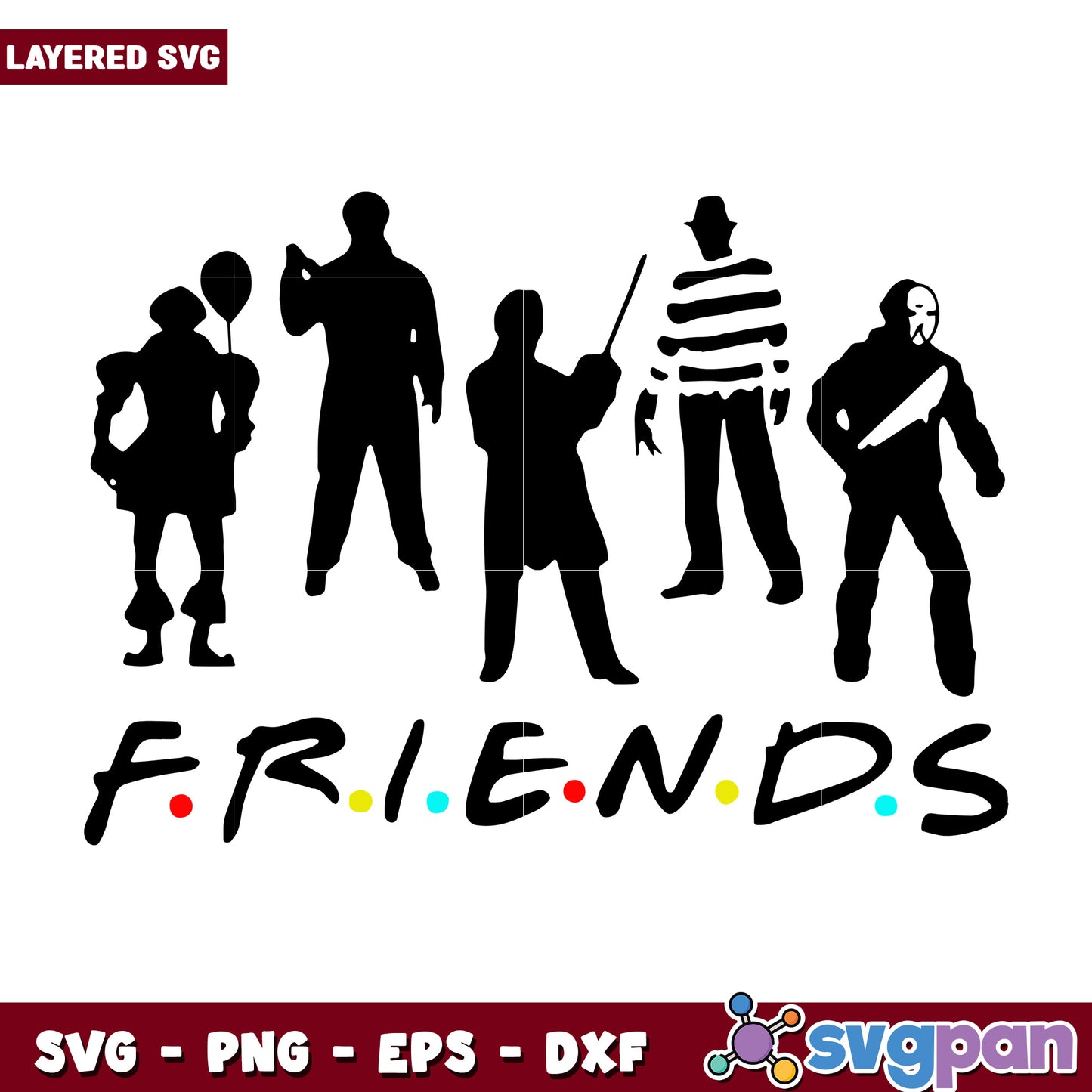 Horror friends halloween svg, halloween fall svg, spooky characters svg