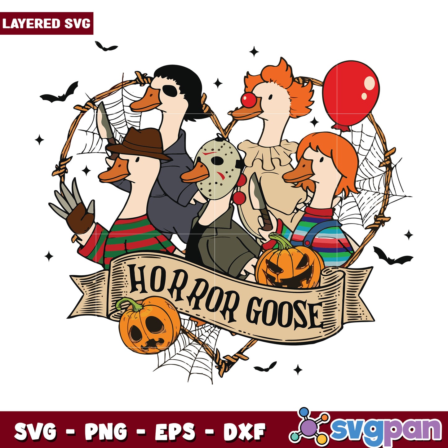 Horror goose svg, spooky halloween svg, halloween holiday svg