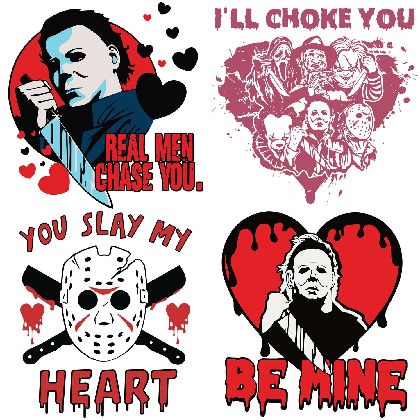 Horror valentine design png bundle, valentine png, horror movies png