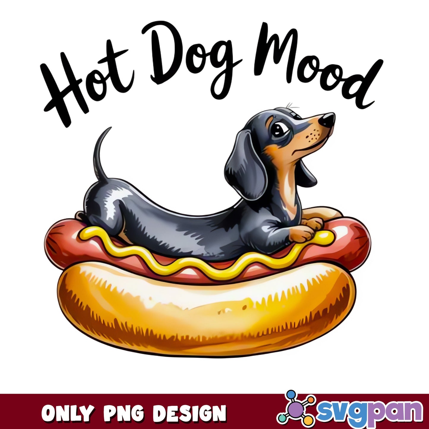 Hot Dog Mood Dachshund PNG, Funny Wiener Dog PNG, Sausage Dog PNG