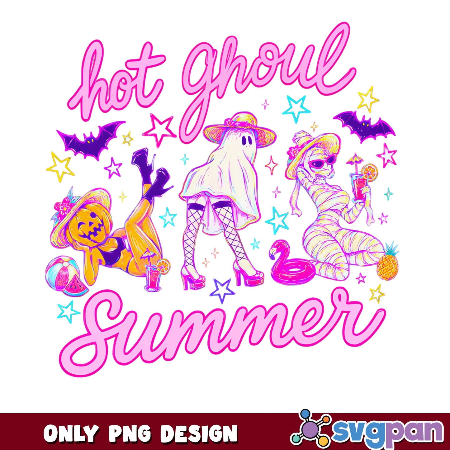 Hot Ghoul Summer PNG, Halloween Ghost Mummy PNG, Spooky PNG