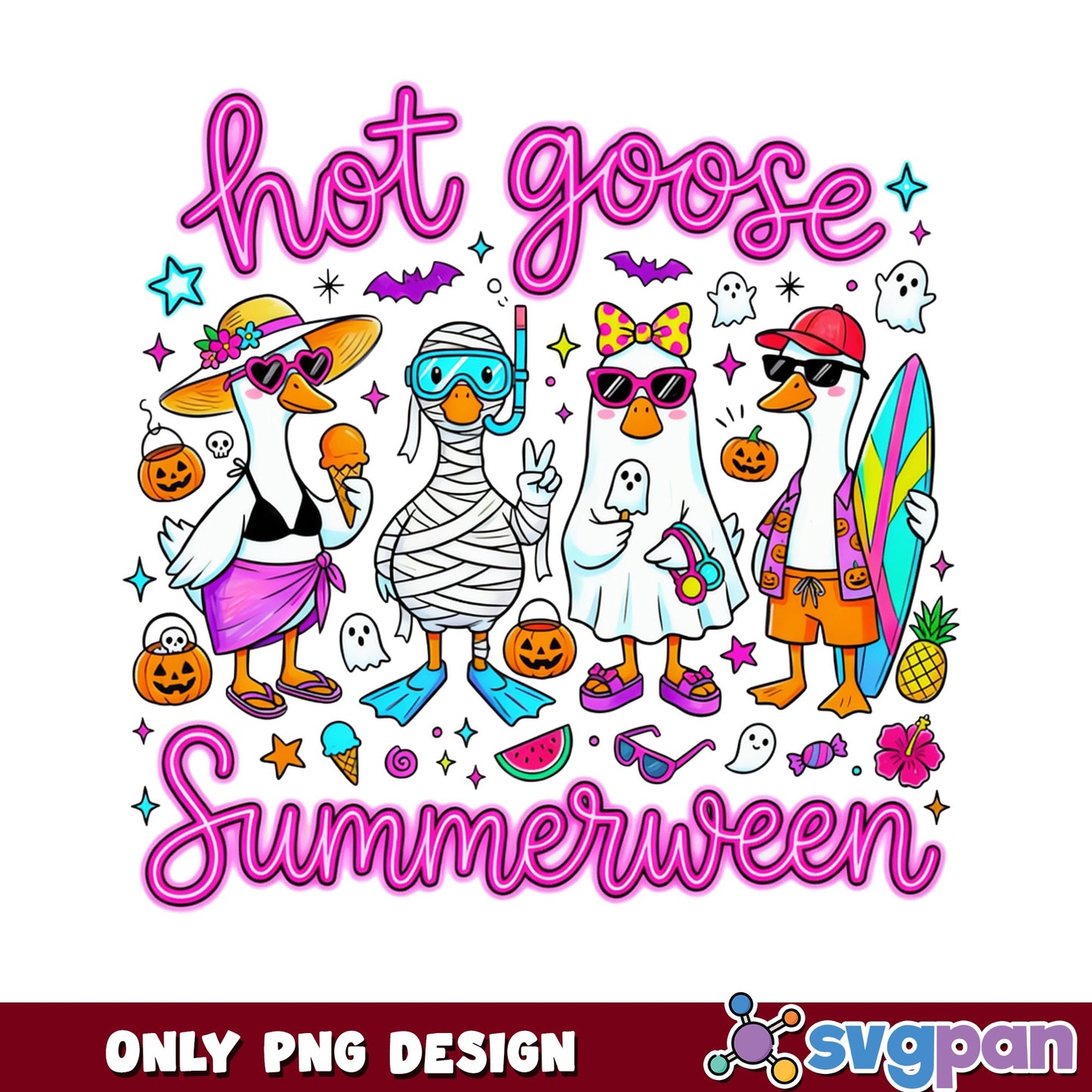 Hot Goose Summerween PNG, Funny Goose Halloween PNG, Summer Halloween PNG