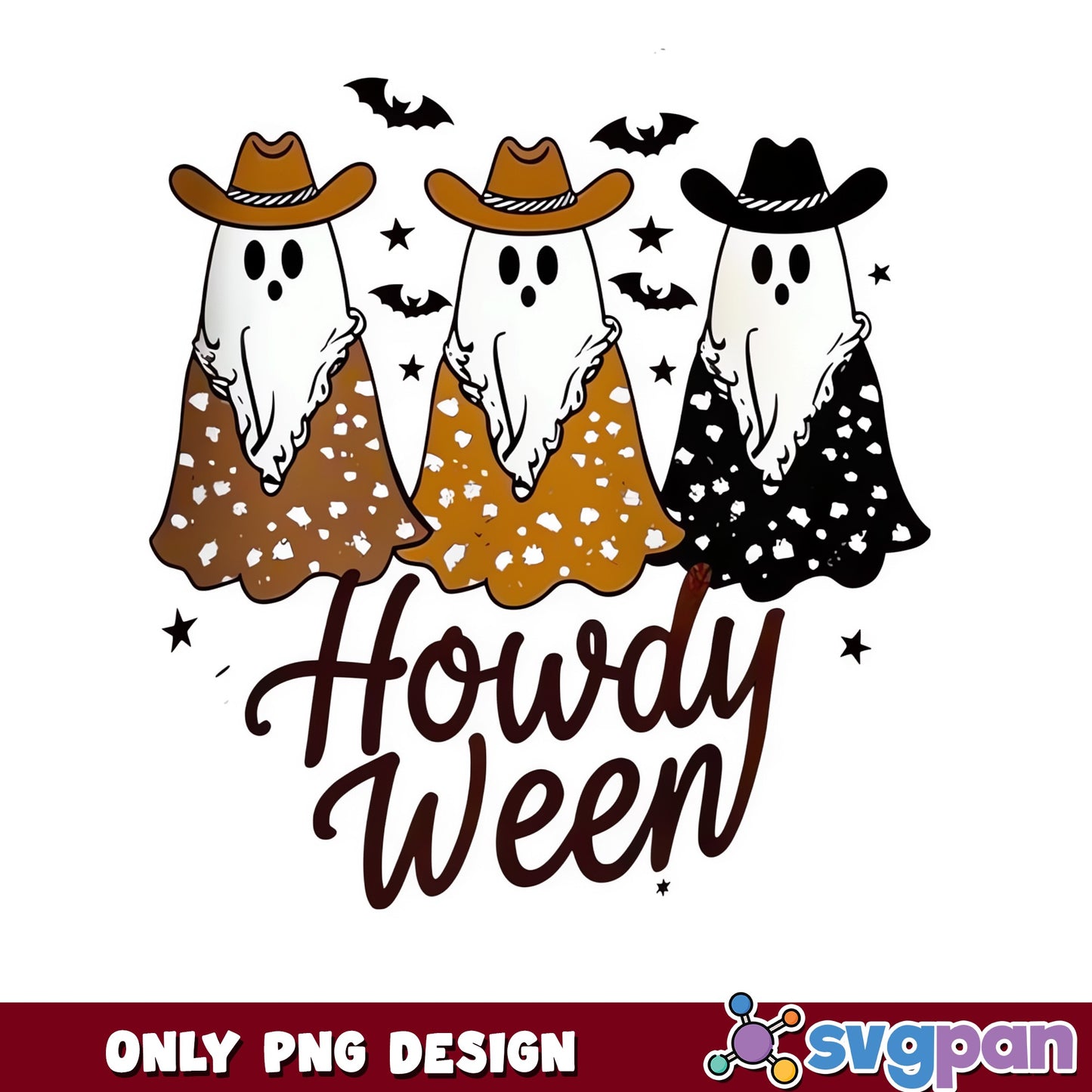 Howdy Ween Cowboy Ghost PNG, Halloween Western Ghost, Spooky PNG