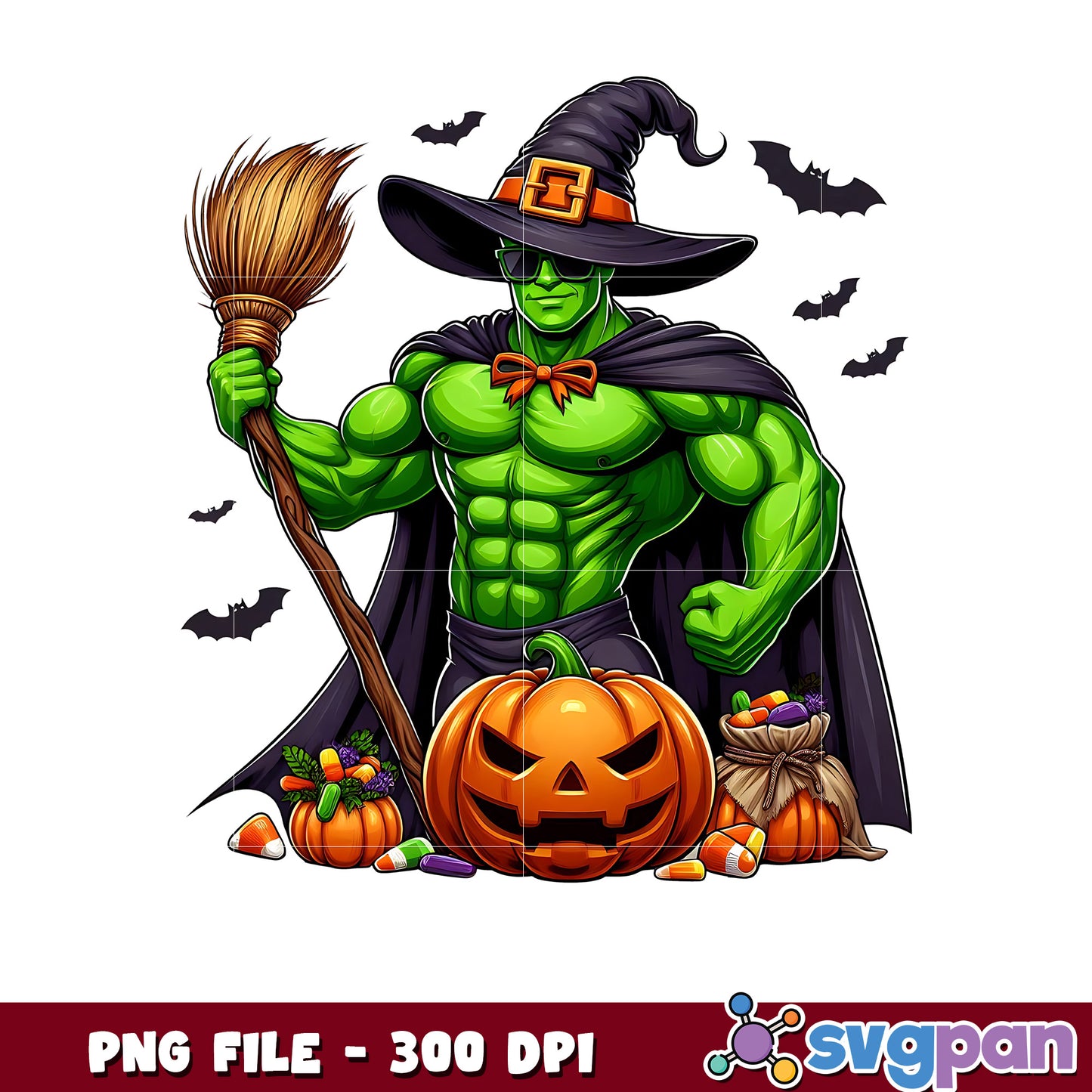 Hulk witch halloween png, spooky season png, halloween cartoons png