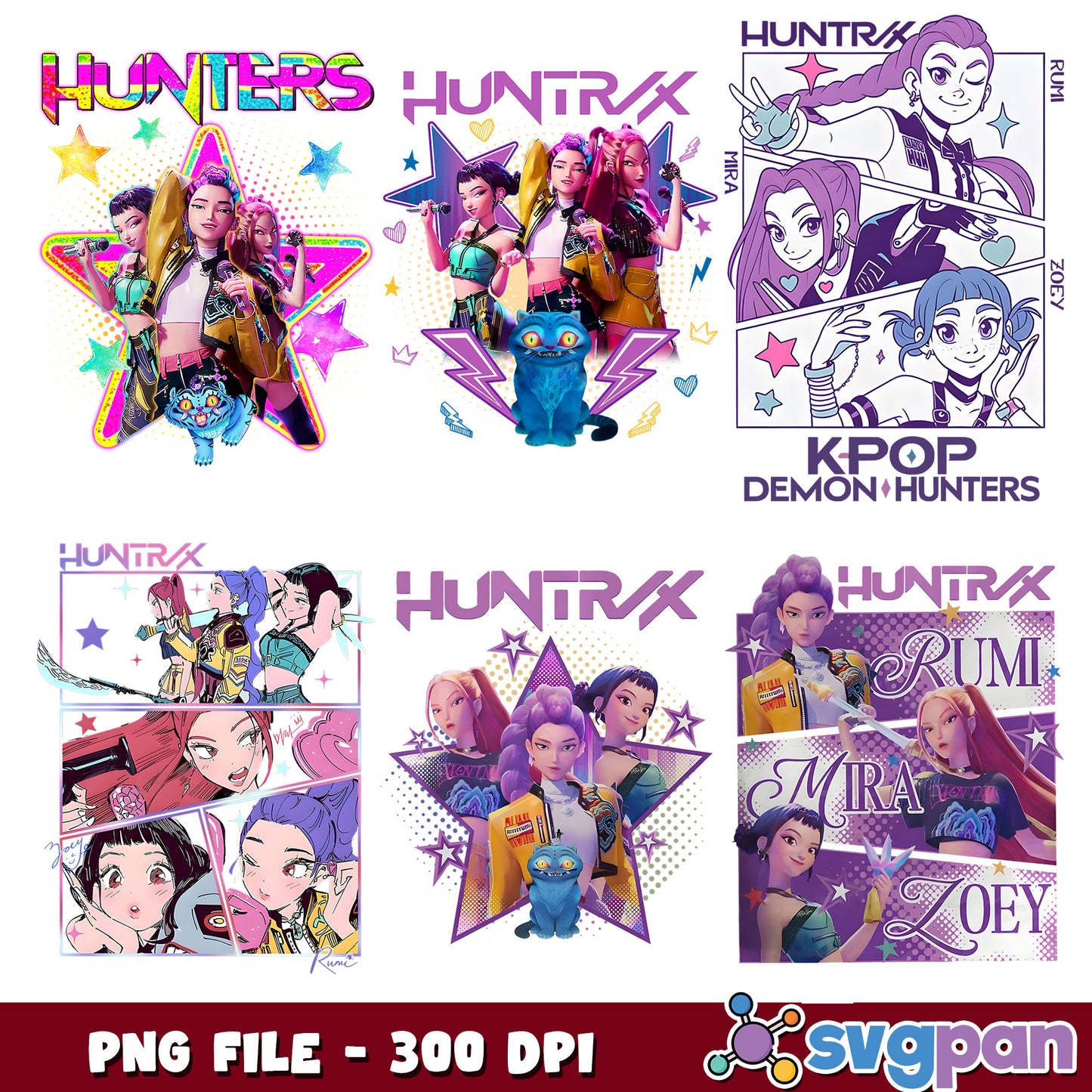 Hunters huntrix png bundle