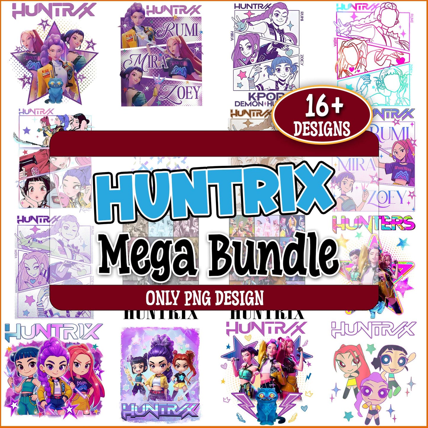 Huntrix demon hunter png bundle