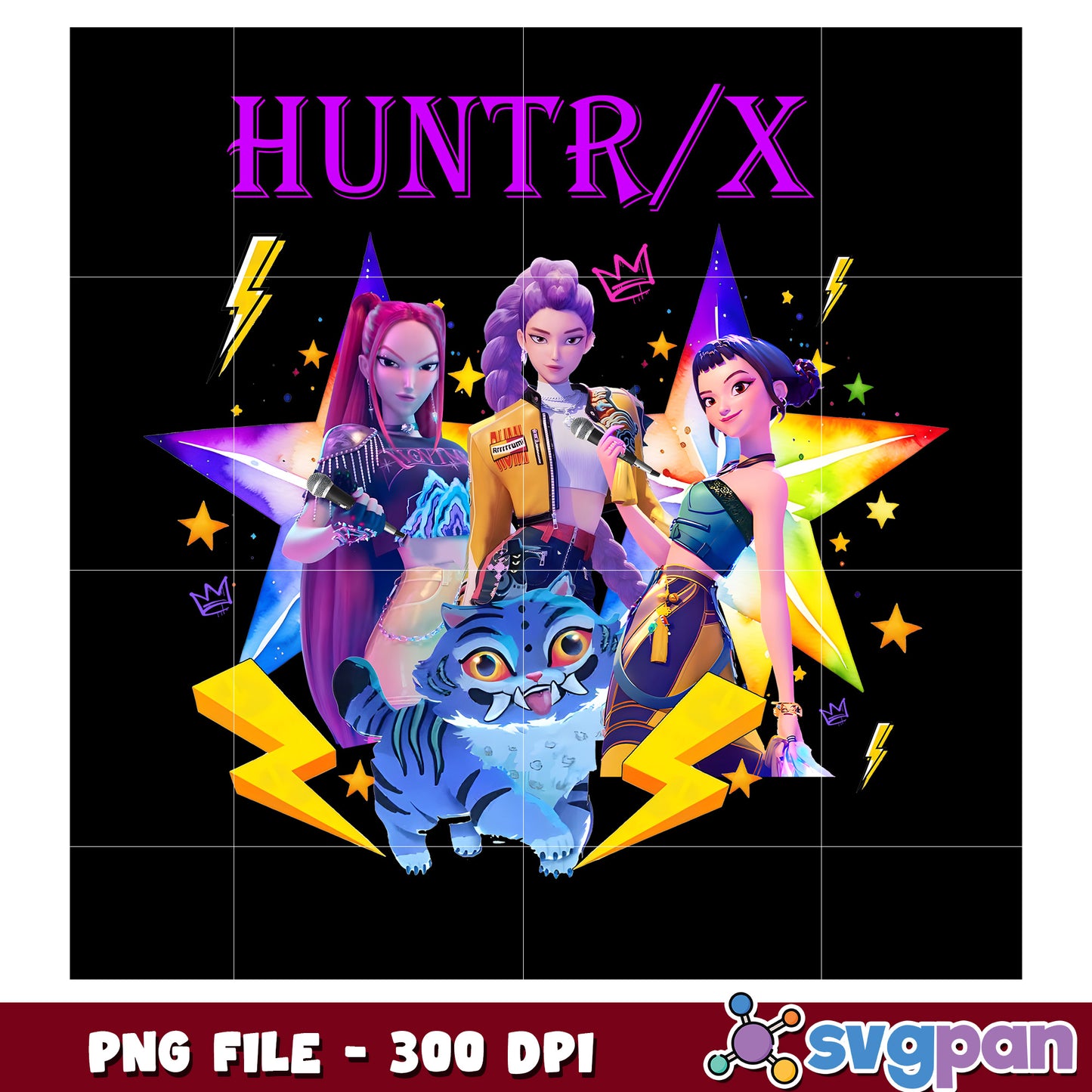 Huntrix girls team png, huntrix demon hunter png, netflix cartoon png