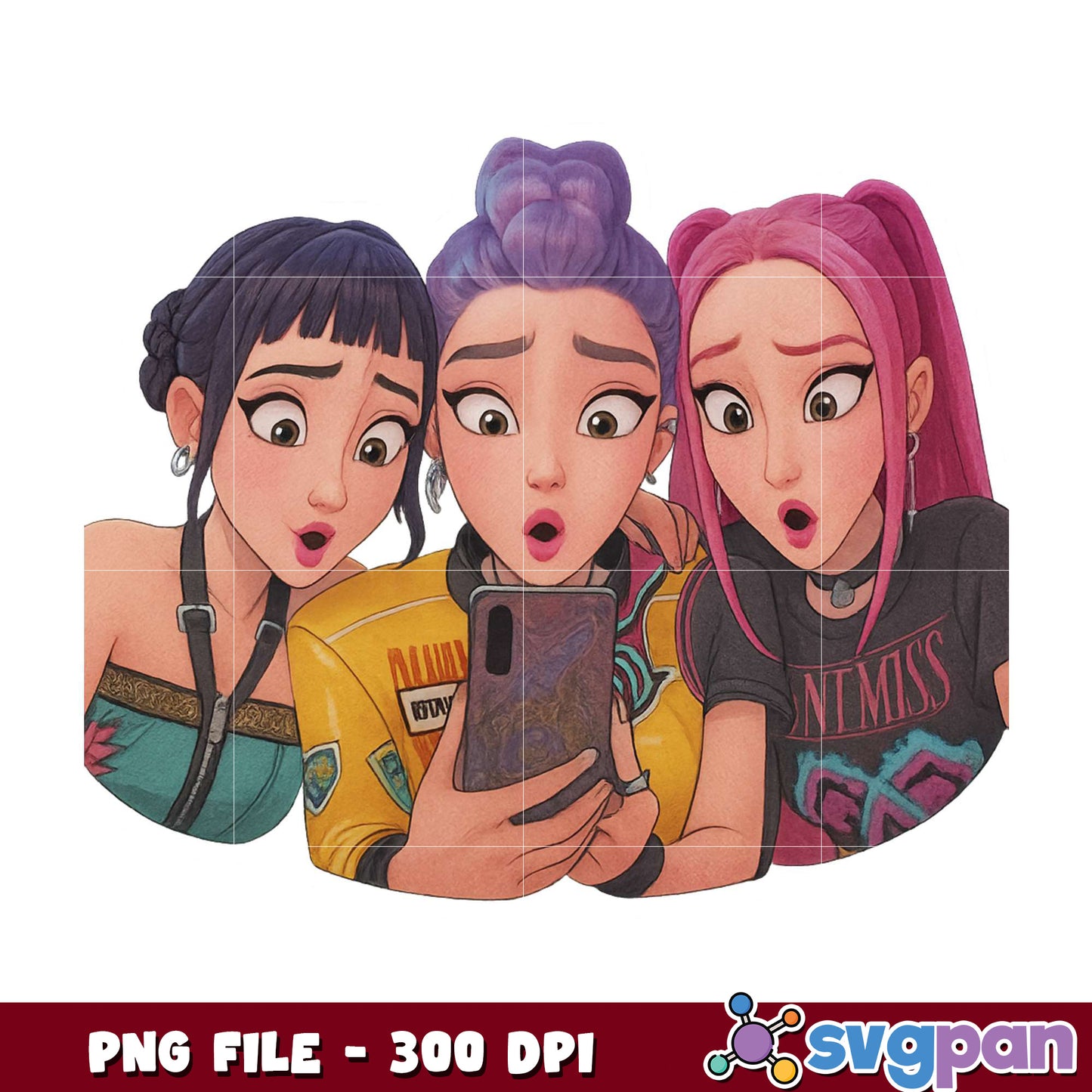 Huntrix members design png, fantasy team png, anime characters png