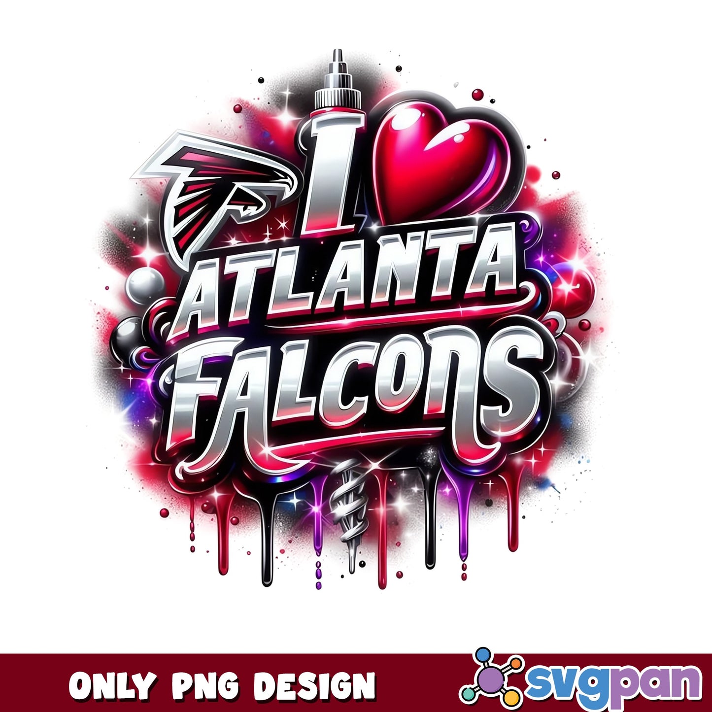 I Love Atlanta Falcons PNG, Falcons Football PNG, NFL Team PNG