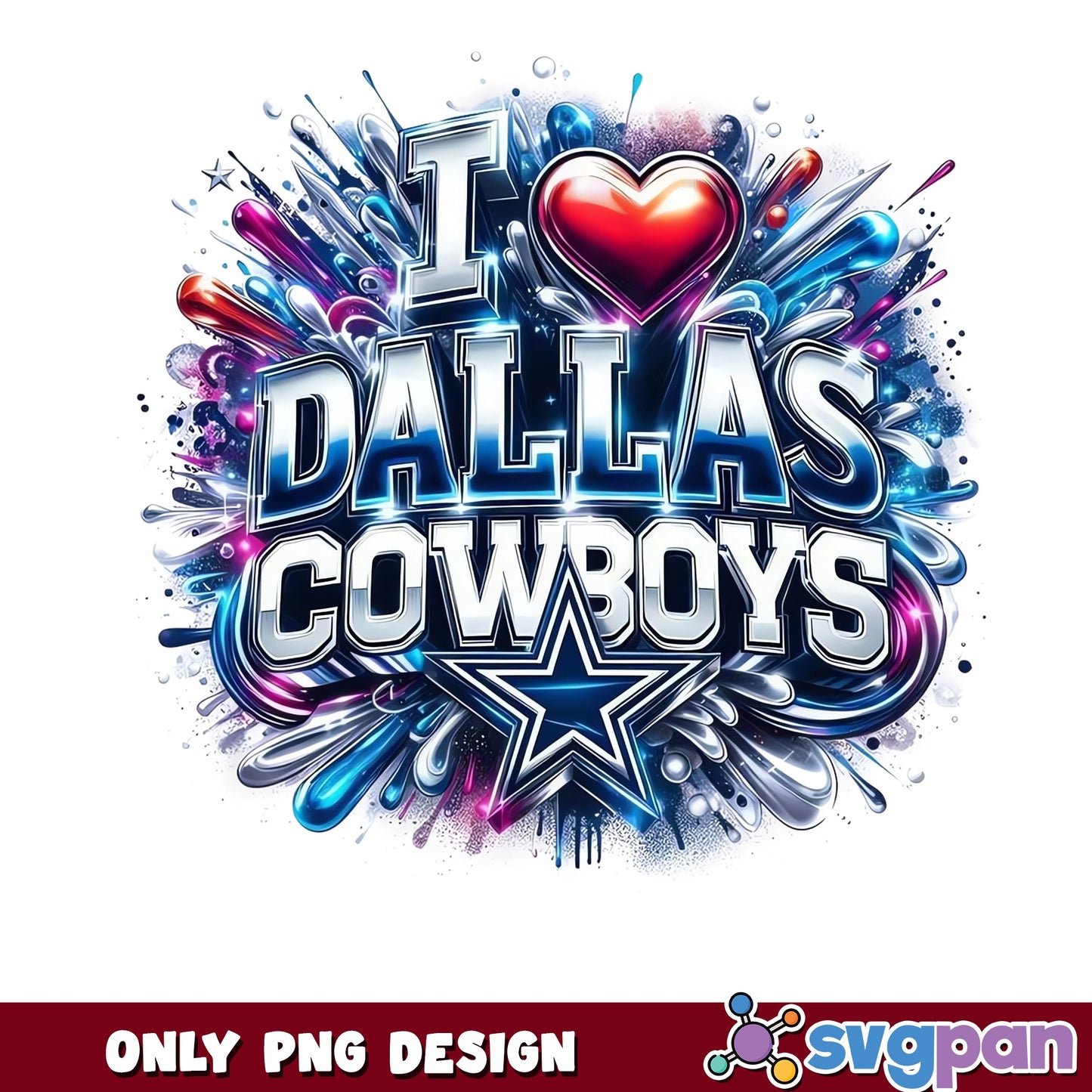 I Love Dallas Cowboys PNG, Cowboys Football Fan PNG, NFL Team PNG
