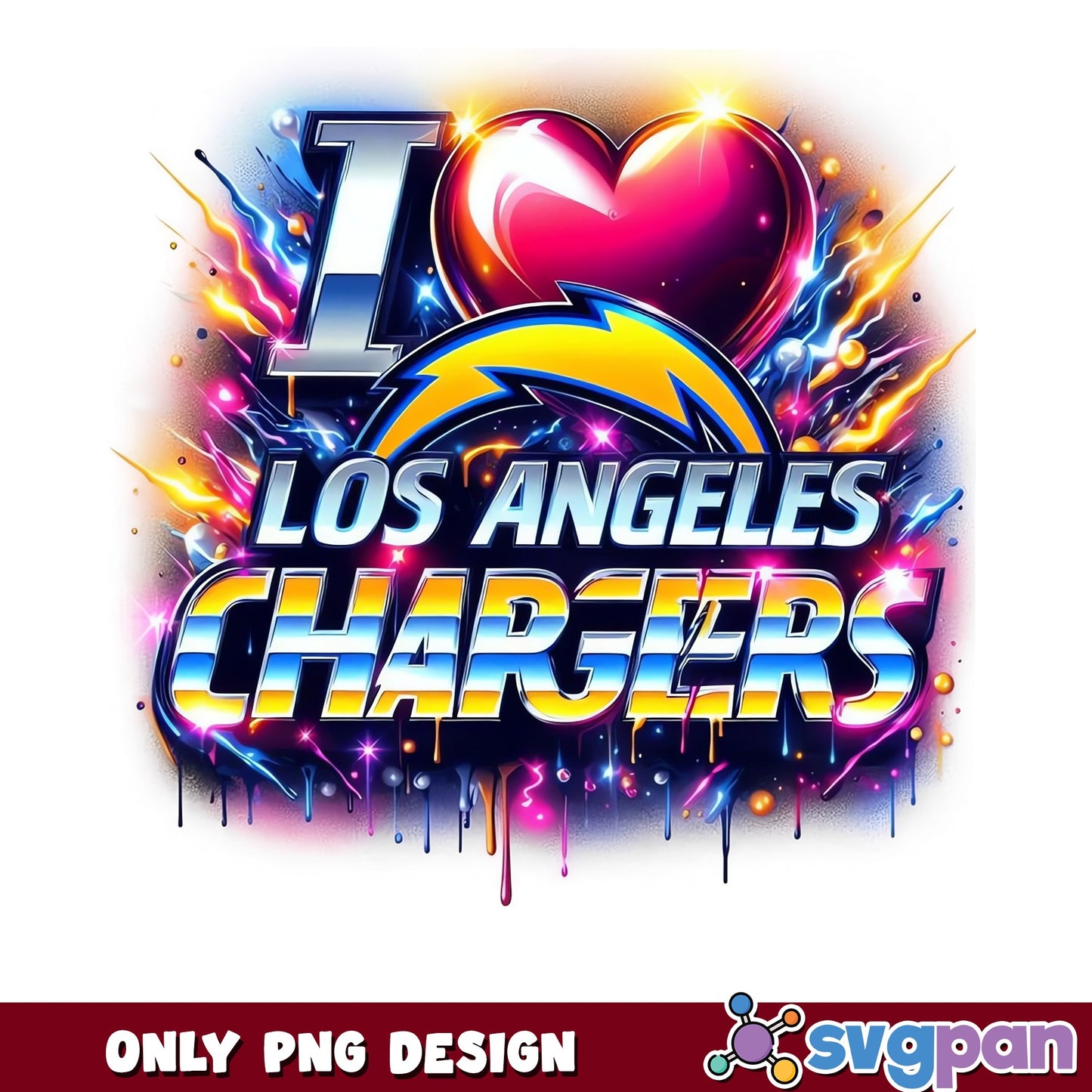 I Love Los Angeles Chargers PNG, NFL Football Fan PNG, Chargers PNG