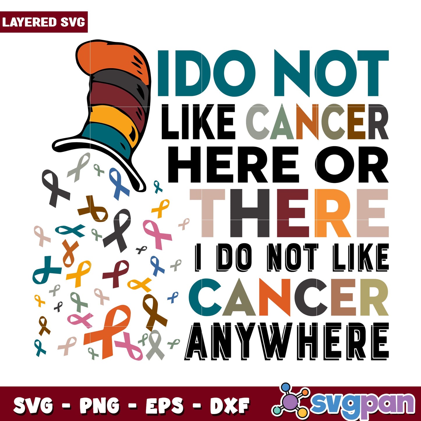 I do not like cancer here or there svg, Dr. seuss characters svg, Digital Download