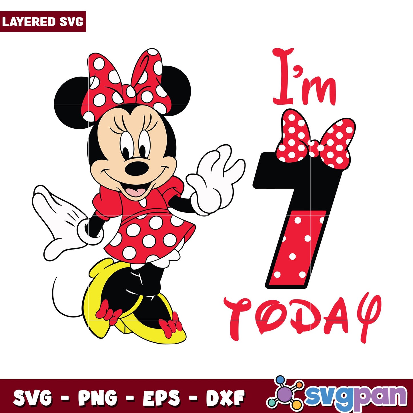 I'm 7th Today Minnie Mouse svg, Disney characters svg, Digital Download